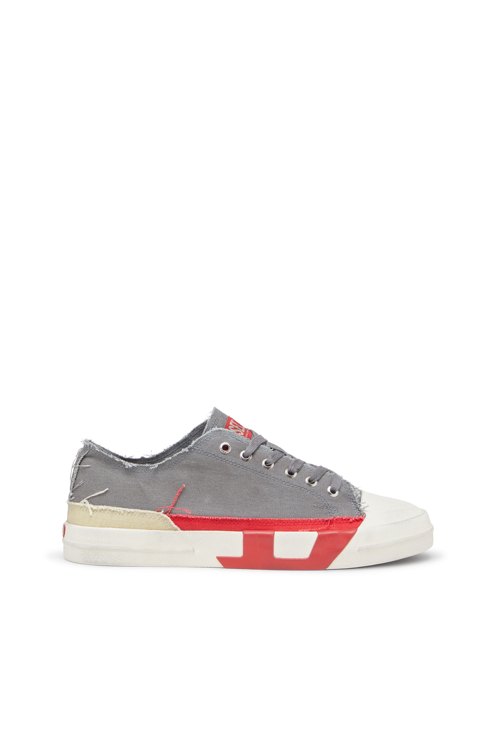 Diesel - S-D-VERSE LOW, Man's S-D-Verse-Dirty-effect canvas sneakers in Grey - 2