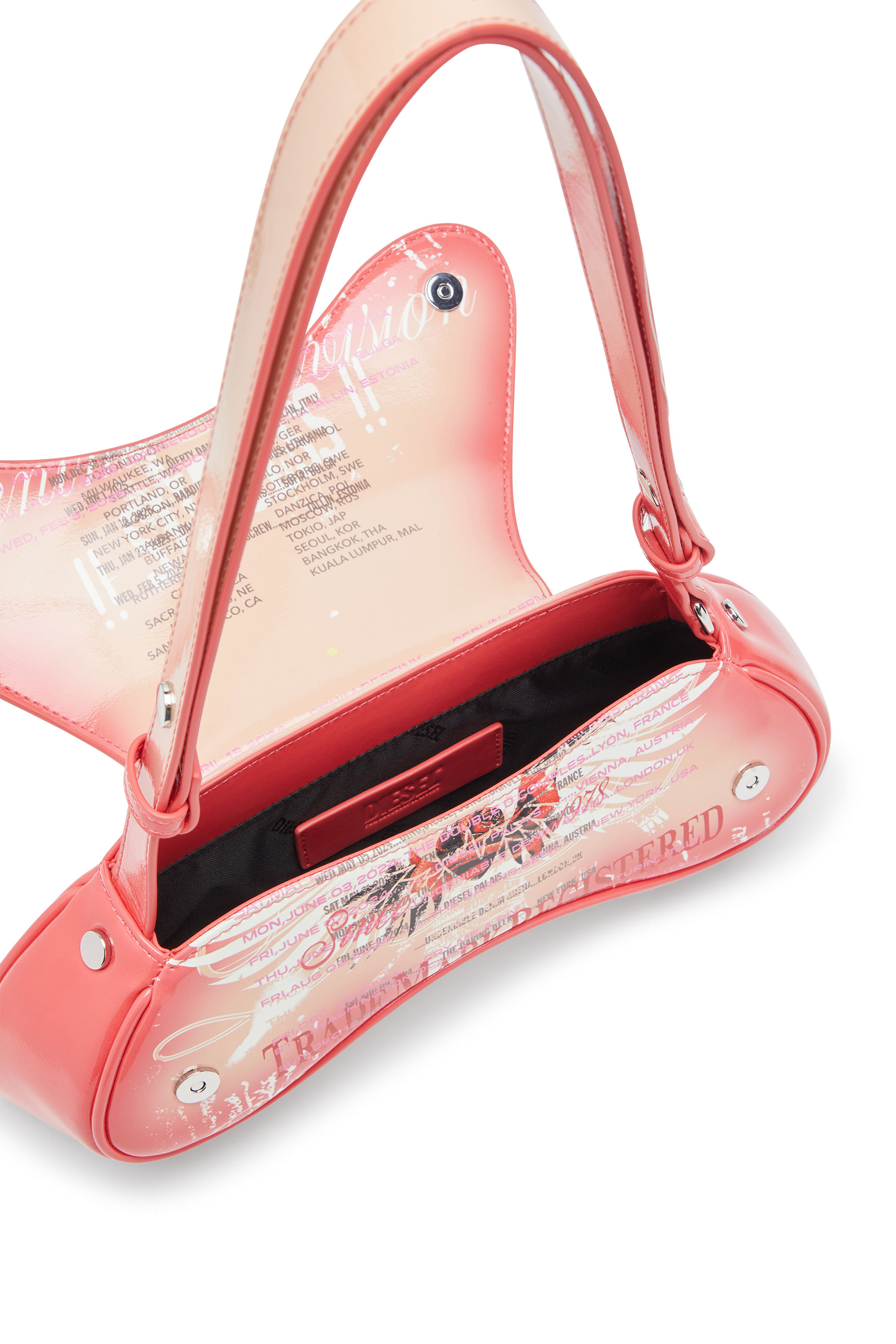 Diesel - PLAY CROSSBODY, Woman's Play-Shoulder bag in printed glossy PU in Pink - 5