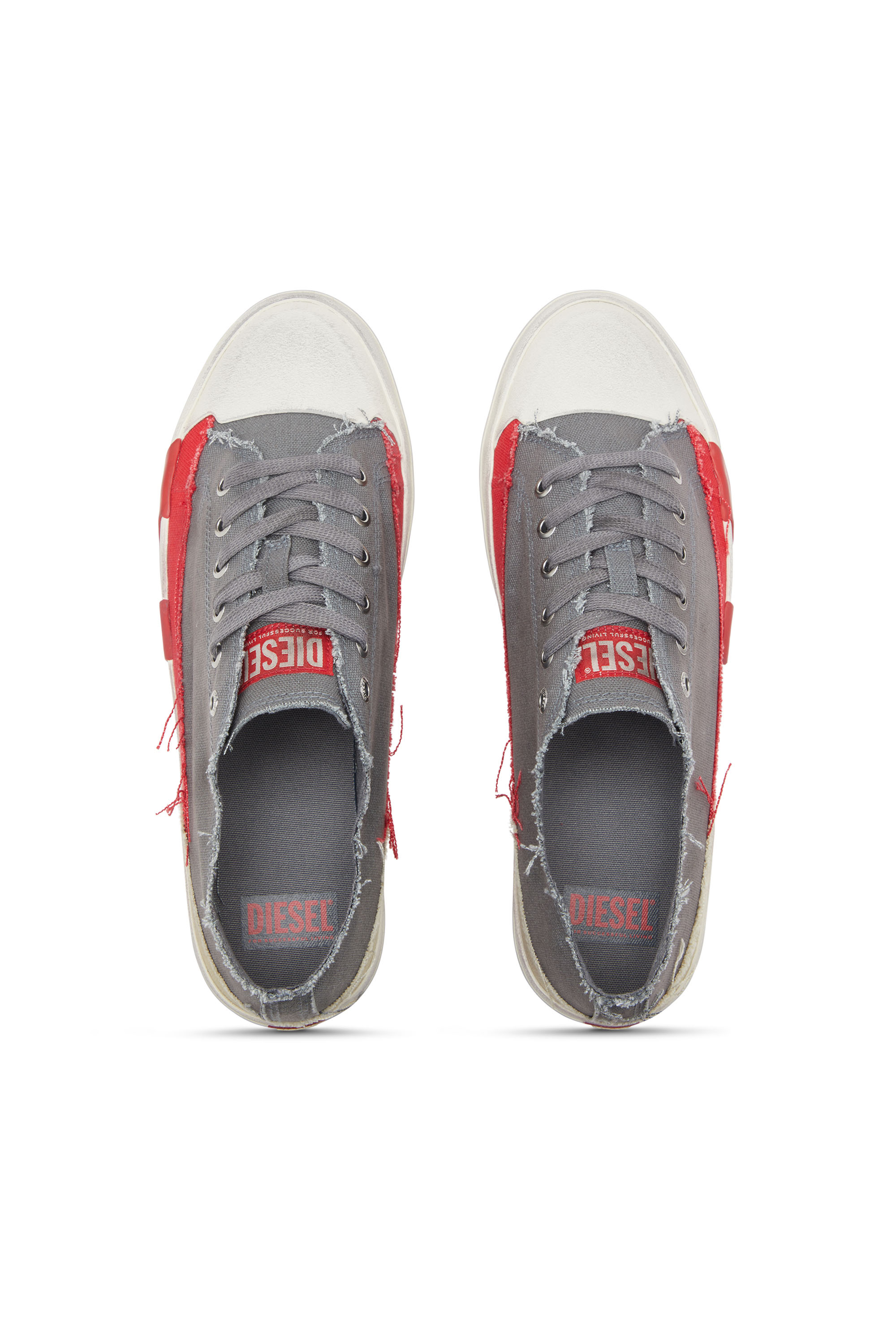 Diesel - S-D-VERSE LOW, Man's S-D-Verse-Dirty-effect canvas sneakers in Grey - 6