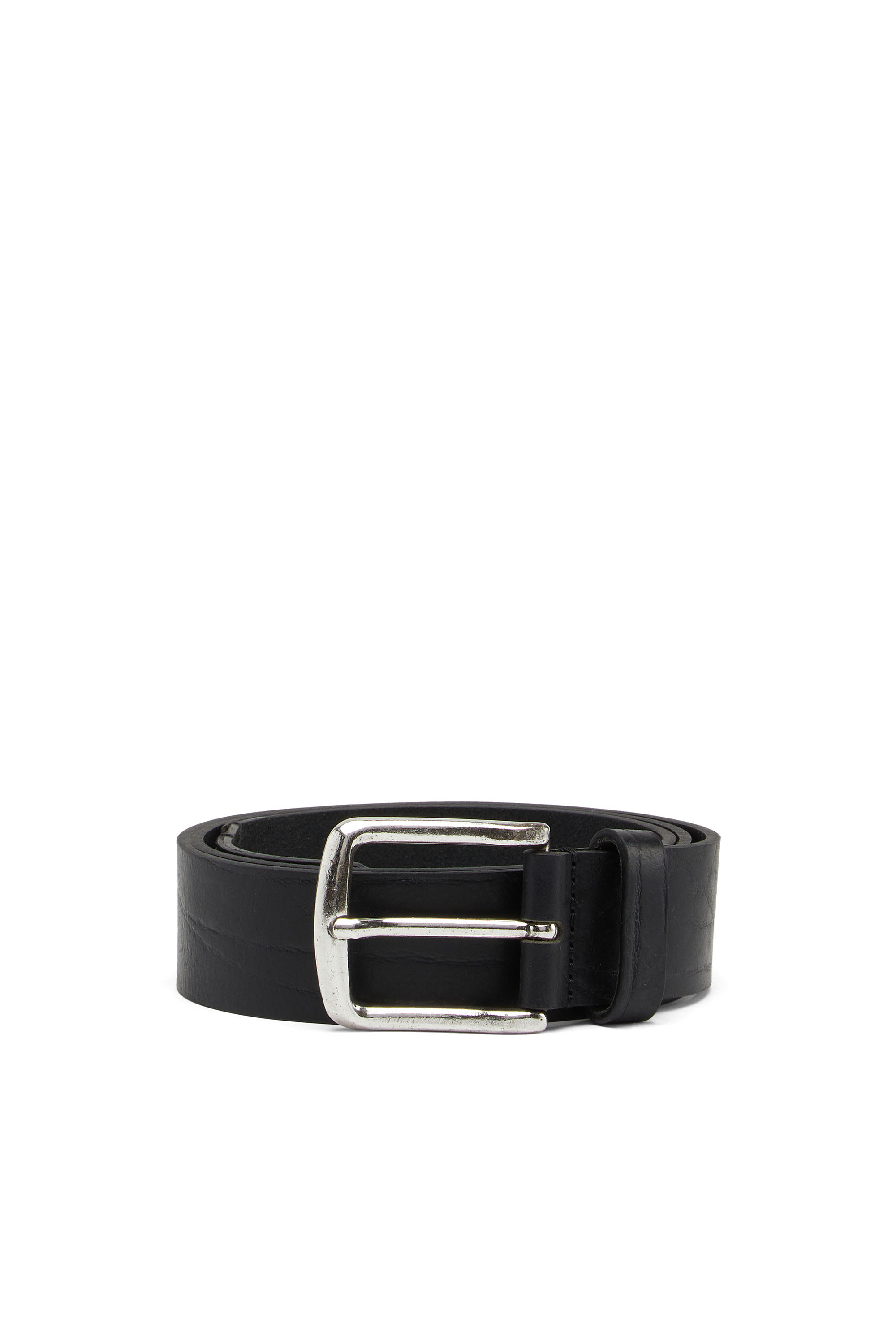 Diesel - B-LINE, Man's Treated leather belt with diesel logo in Black - 1