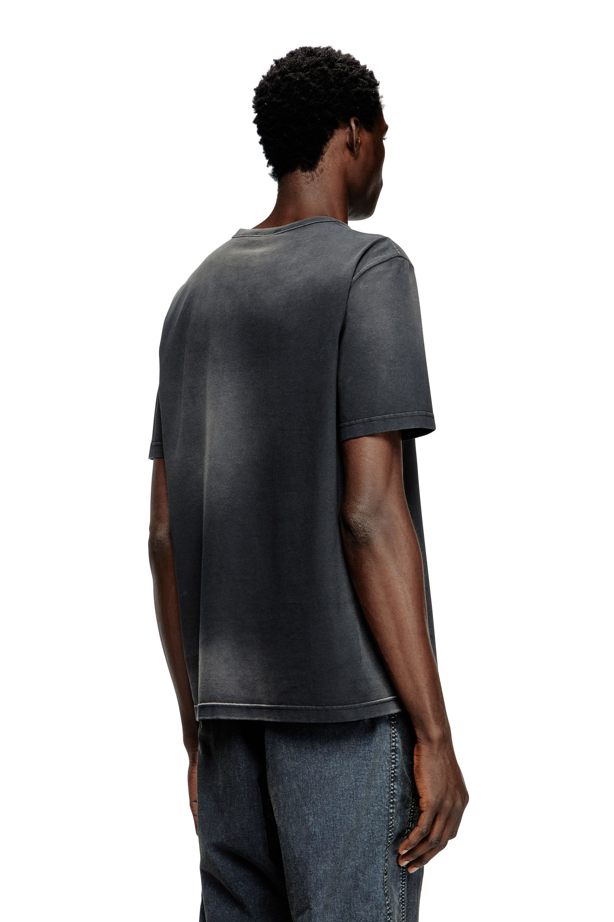 Diesel - T-ADJUST-T1, Man's Faded T-shirt with cut-out Oval D in Black - 4