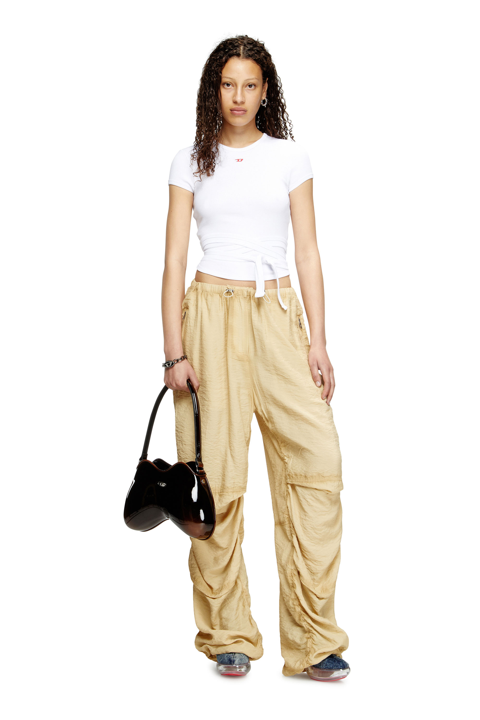 Diesel - T-BUNNY-TAIL, Woman's T-shirt with wrap ties in White - 2