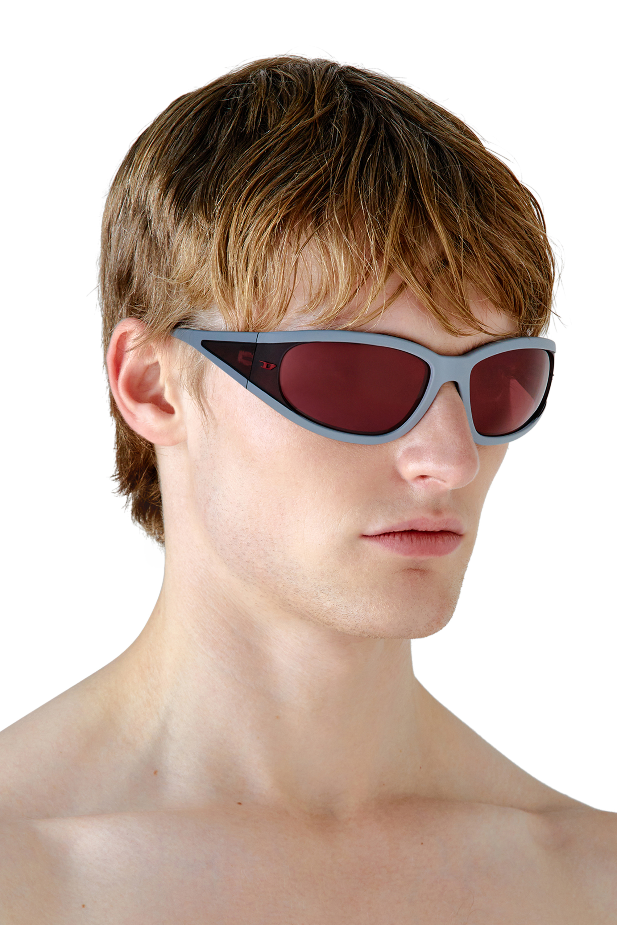 Diesel - 0DL3002, Unisex's Rectangular sunglasses in acetate in Grey/Red - 5