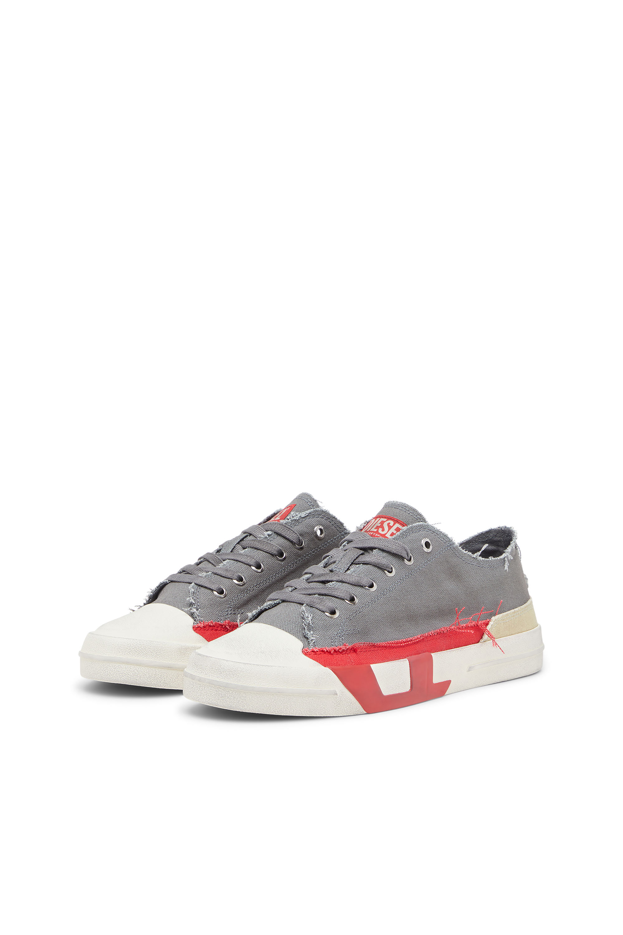 Diesel - S-D-VERSE LOW, Man's S-D-Verse-Dirty-effect canvas sneakers in Grey - 10