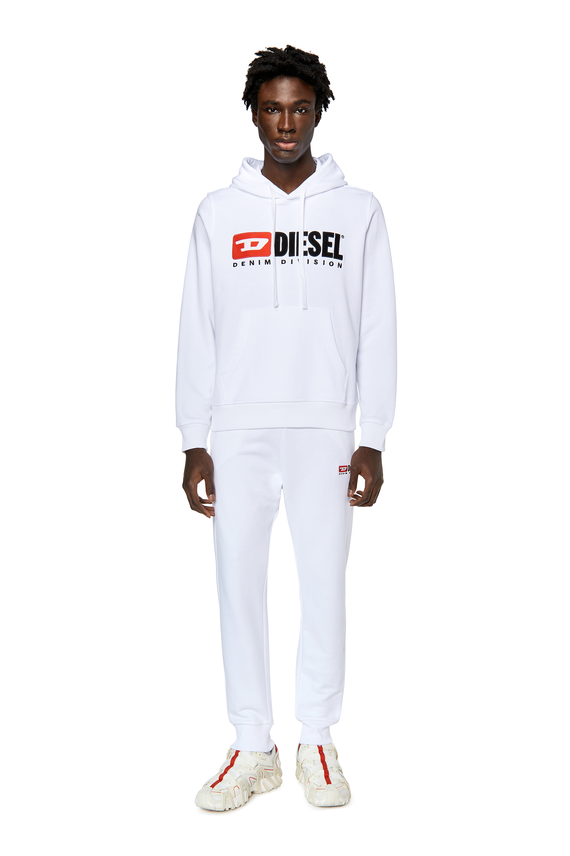 Diesel - S-GINN-HOOD-DIV, Man's Hoodie with logo appliqué in White - 2