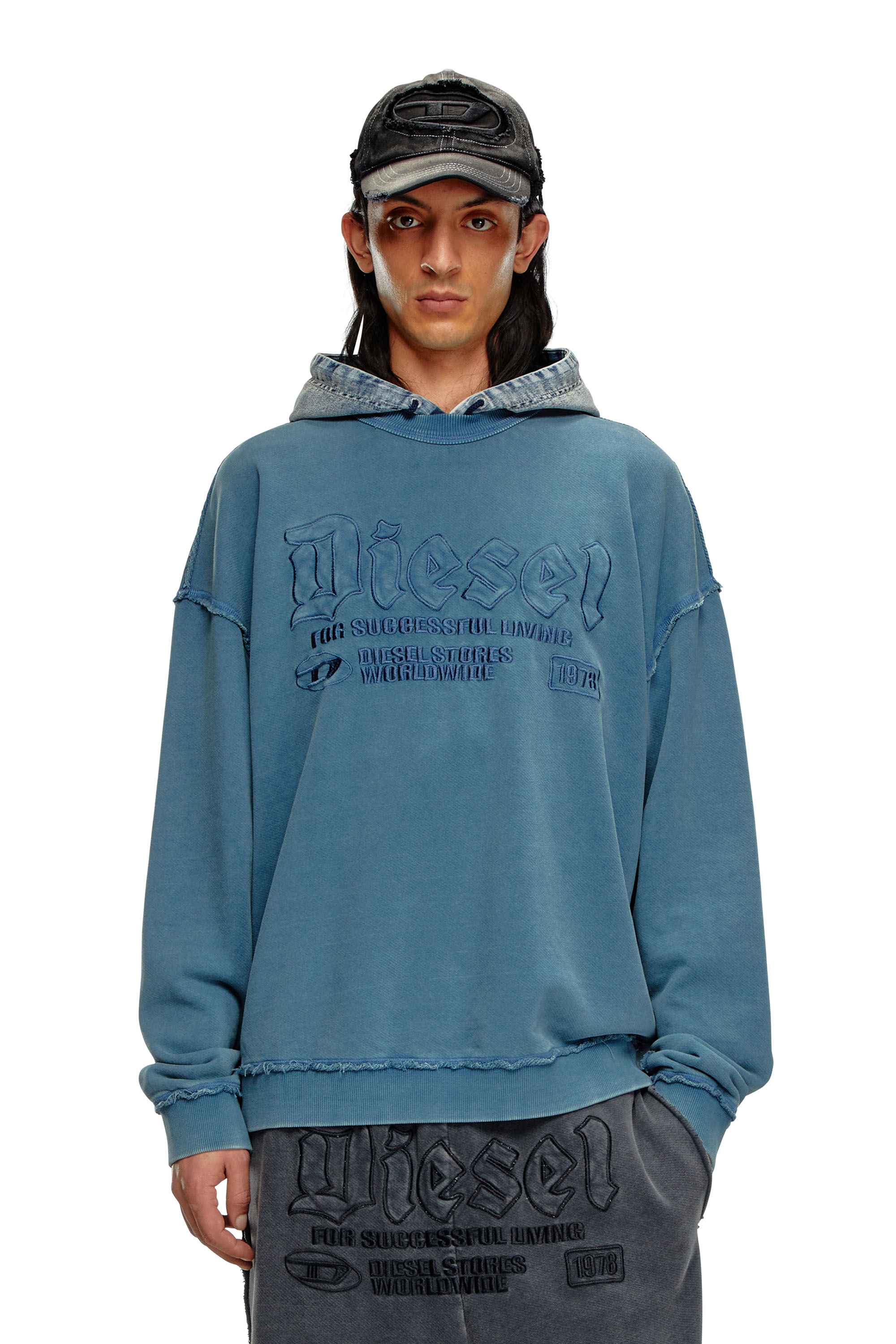 Diesel - S-BOXT-RAW, Man's Sweatshirt with logo embroidery in Blue - 1