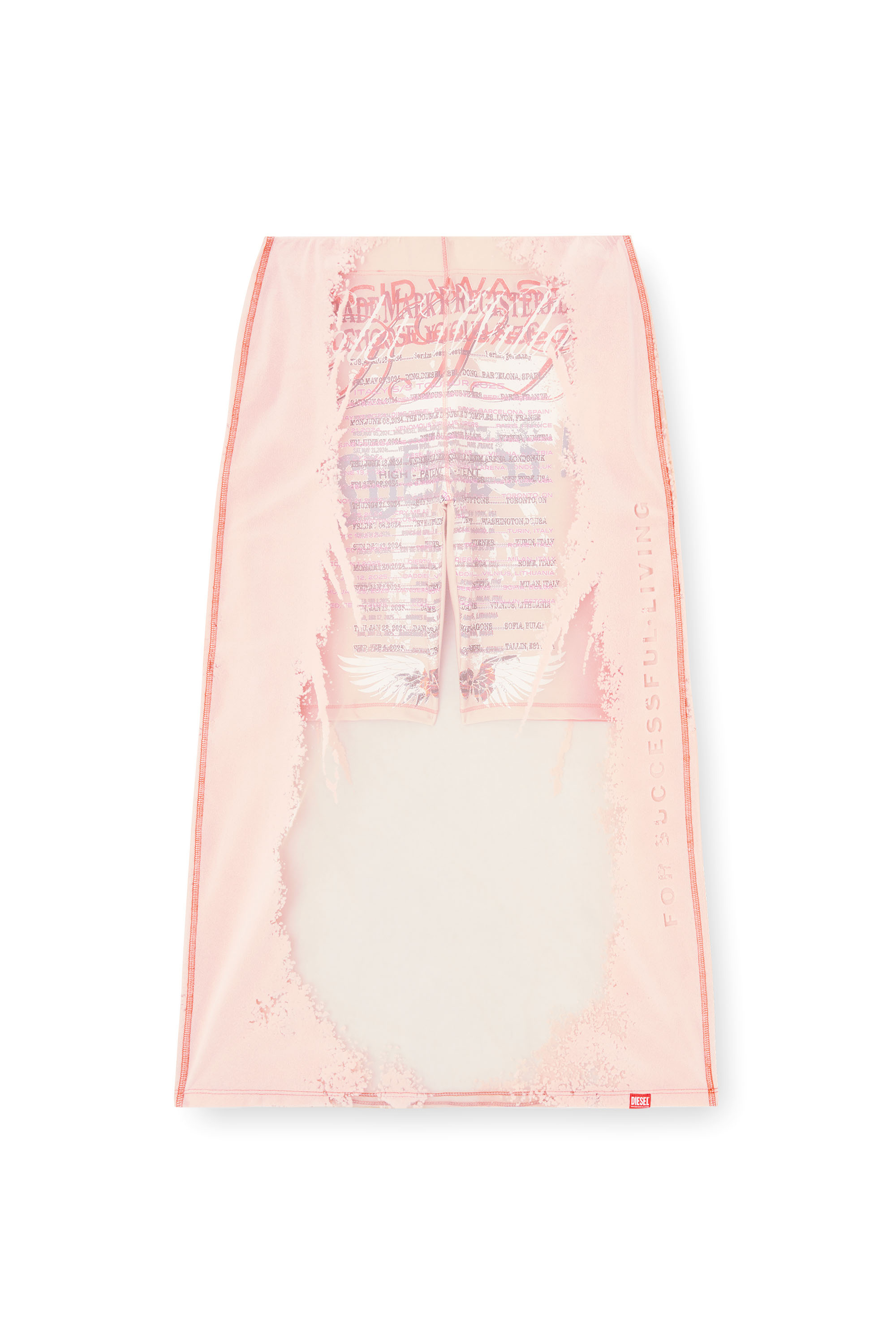 Diesel - O-LYAC, Woman's Layered midi skirt with lyrics print in Face Powder - 3