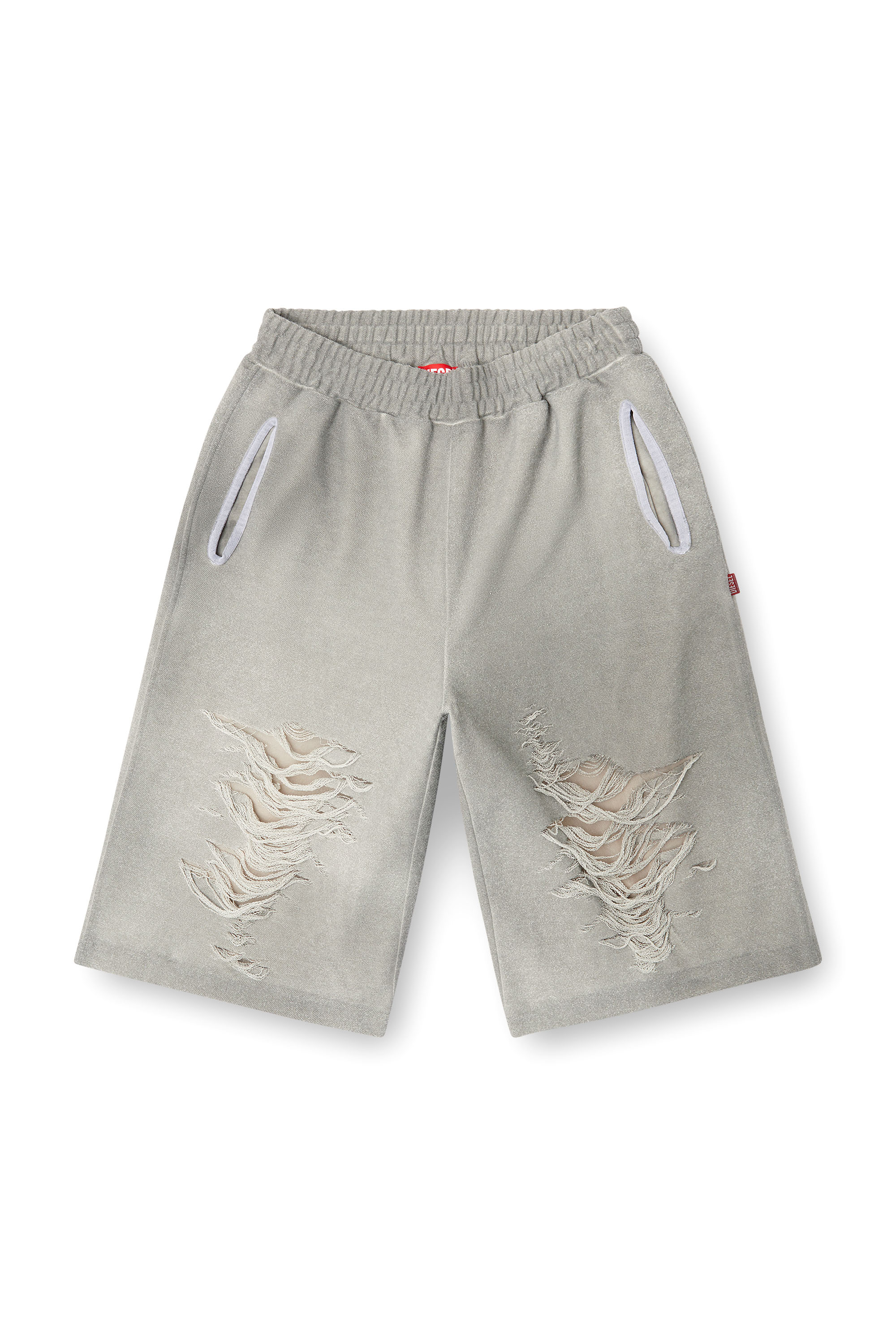 Diesel - P-PERC-SHORT, Man's Shorts with distressed knees in Grey - 3