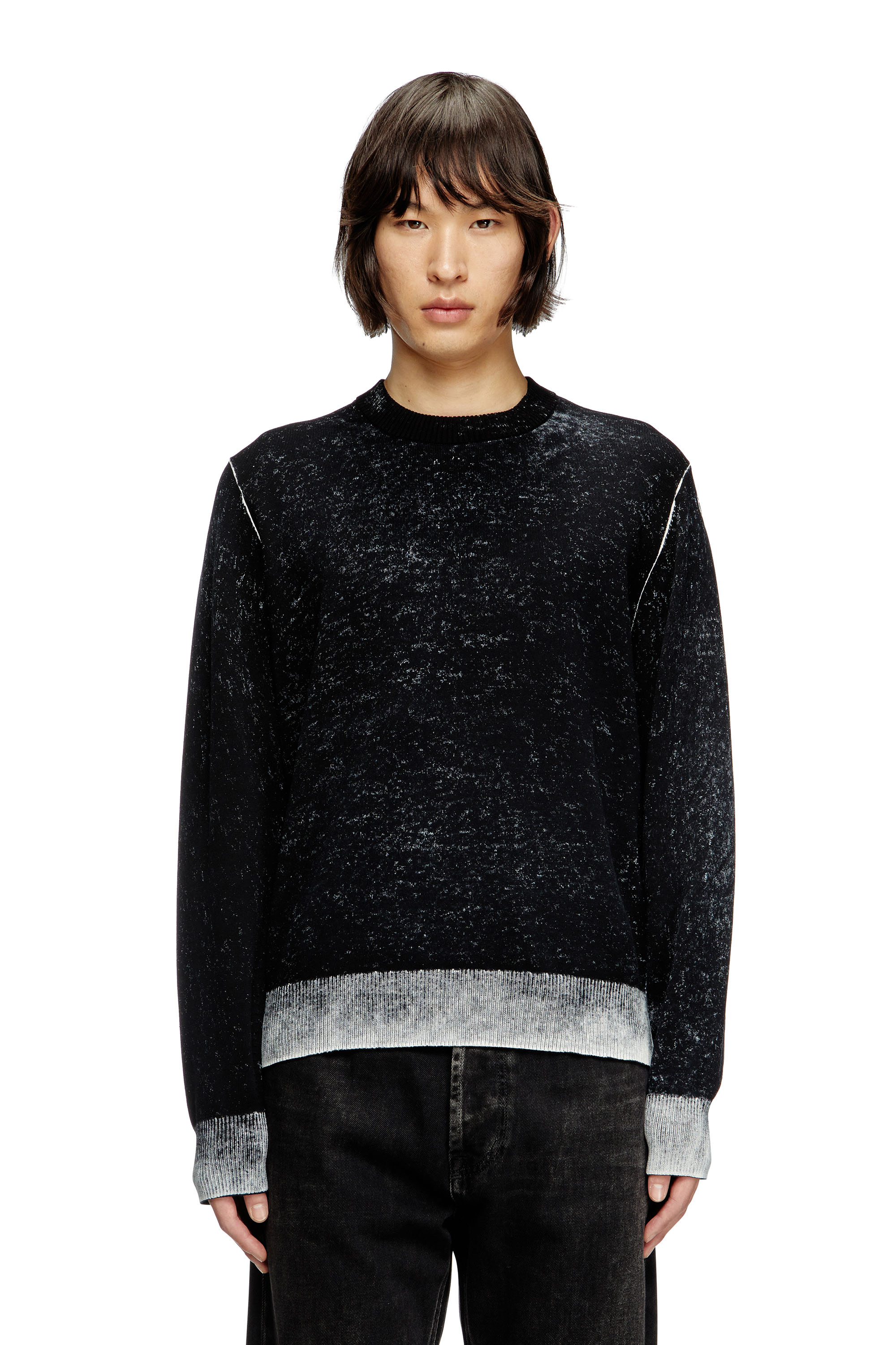 Diesel - K-LARENCE-B, Man's Reverse-print cotton jumper in Black - 1