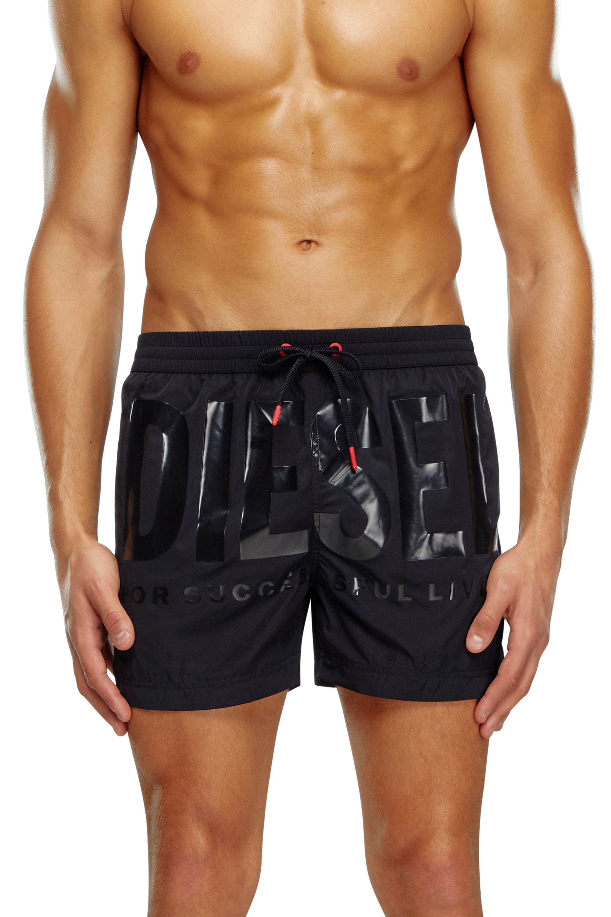 Diesel - BMBX-KEN-37, Man's Mid-length swim shorts with tonal logo in Black - 2