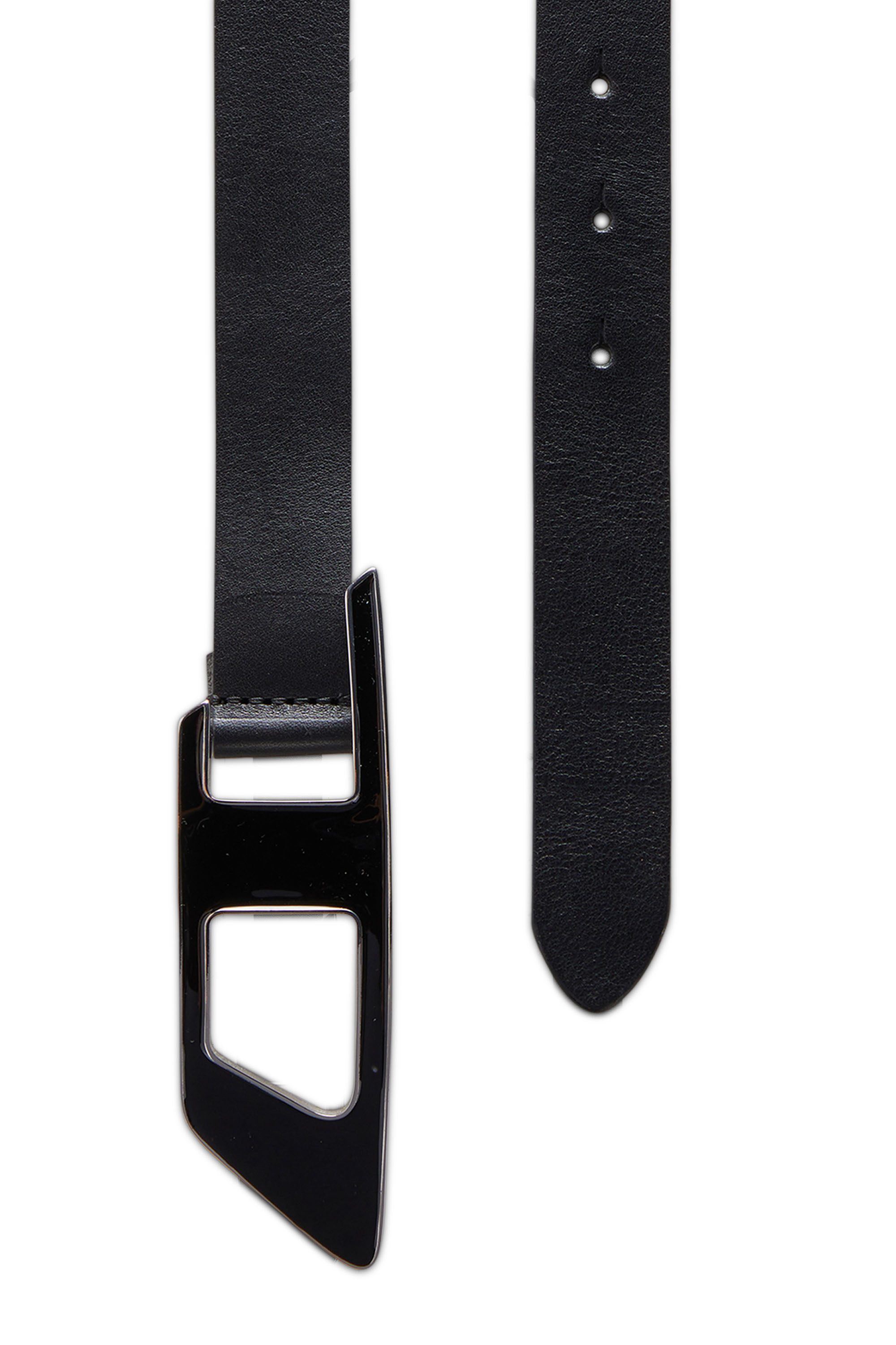 Diesel - B-DLOGO II, Woman's Leather belt with enamelled D buckle in Black - 2