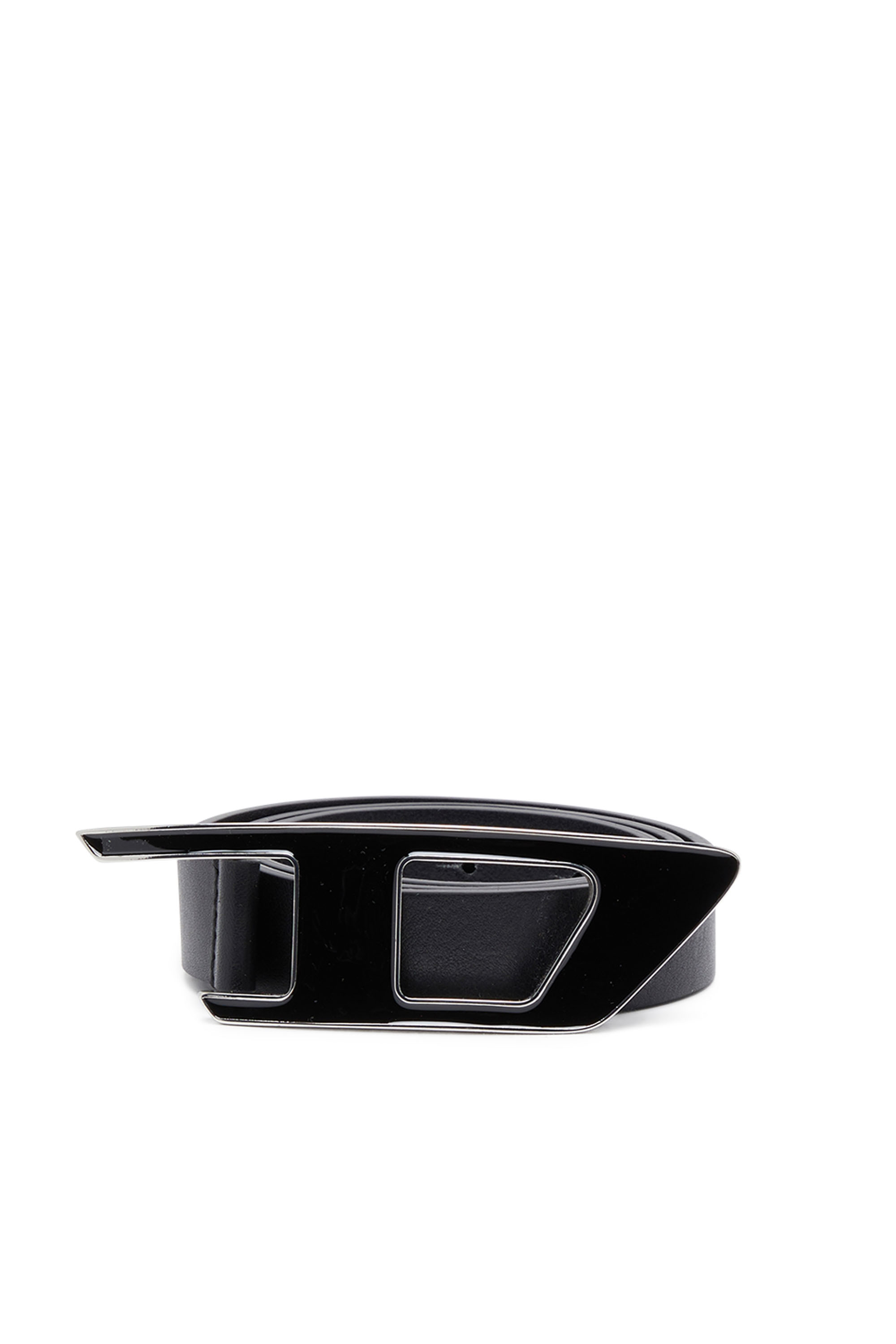 Diesel - B-DLOGO II, Woman's Leather belt with enamelled D buckle in Black - 1