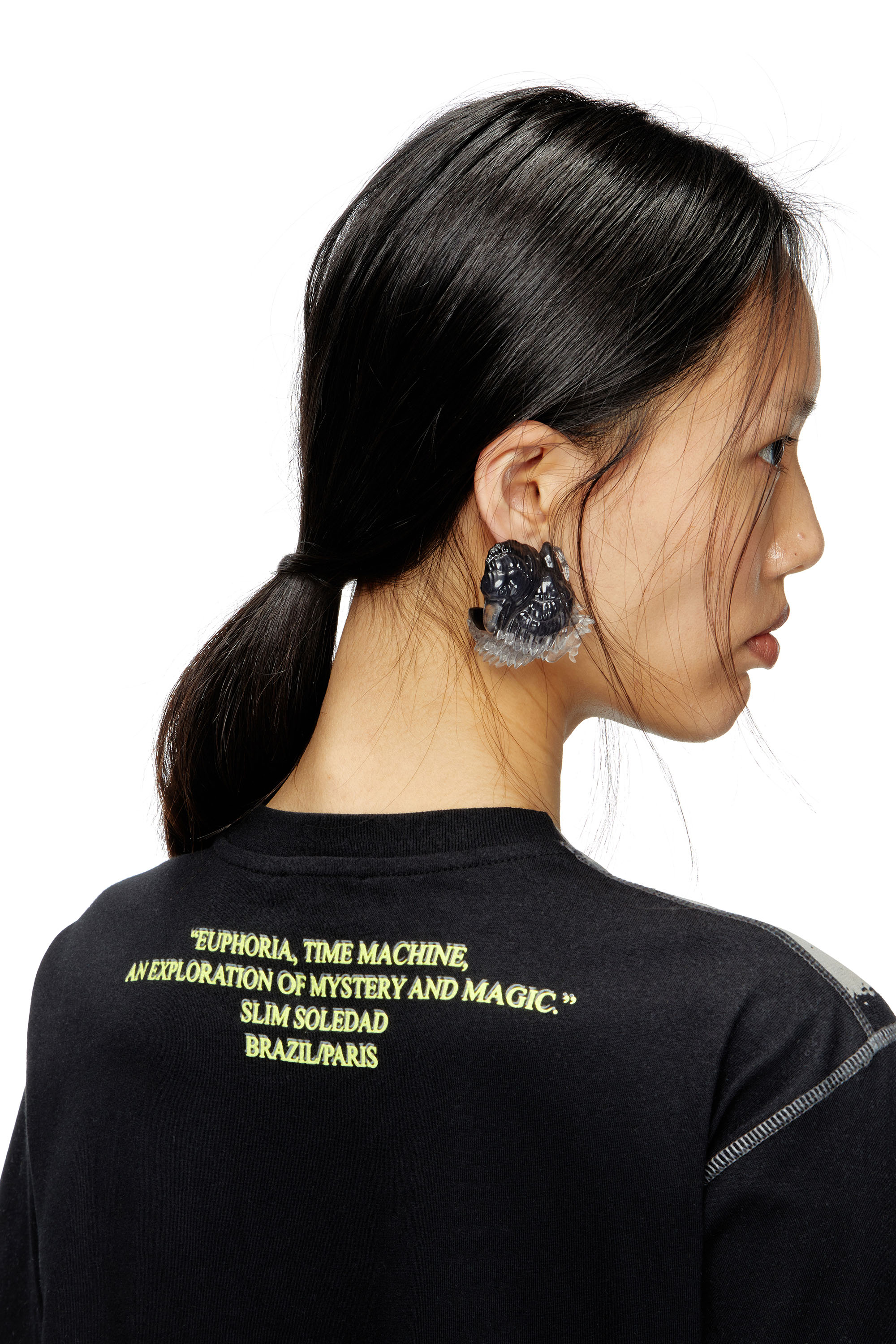 Diesel - T-NORMAC-1, Woman's Crew neck T-shirt with lyrics print in Black - 5