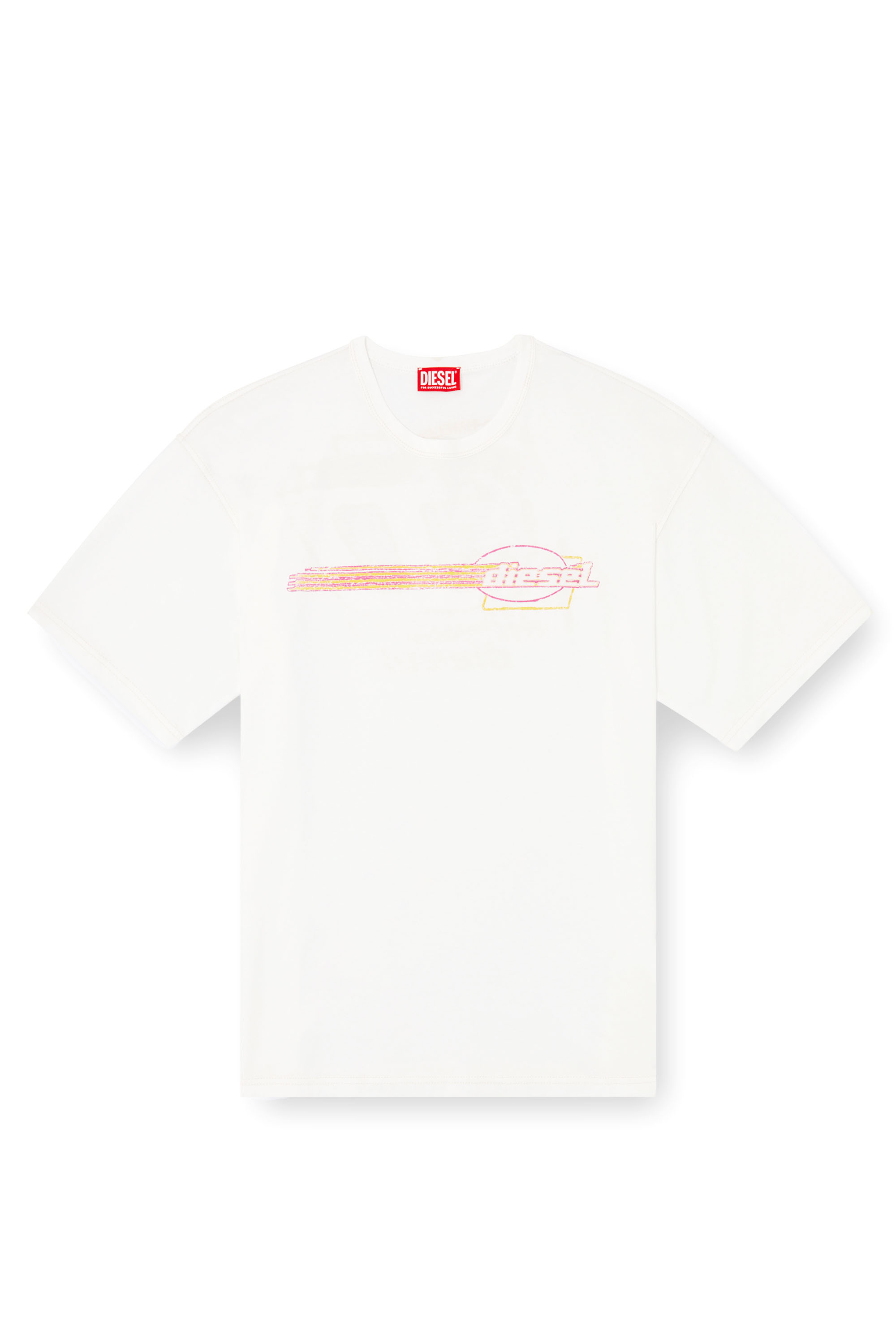 Diesel - T-BOXT-R16, Man's T-shirt with flocked logo graphics in White - 3