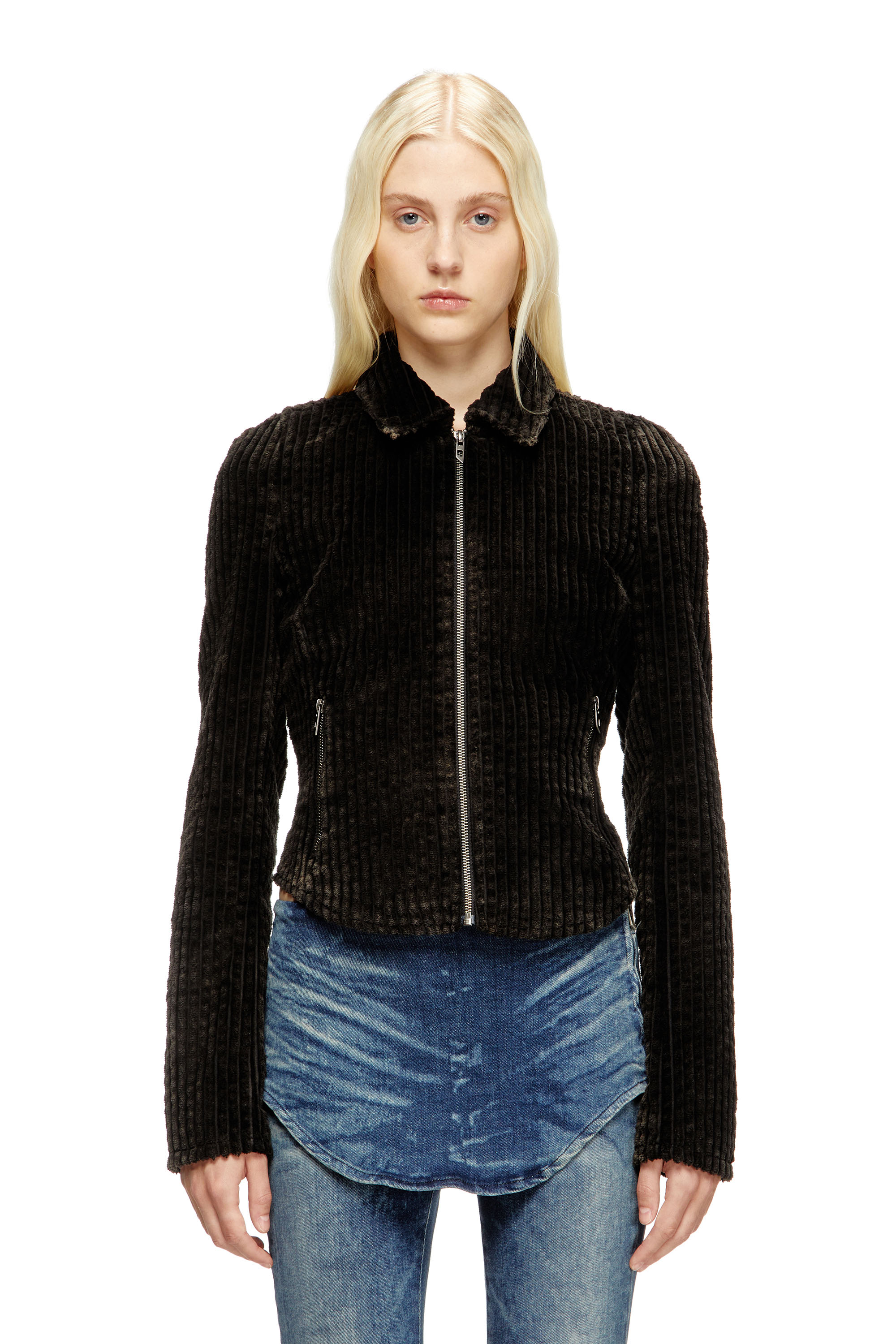 Diesel - G-ENEA, Woman's Shirt-jacket in cotton corduroy in Brown - 1