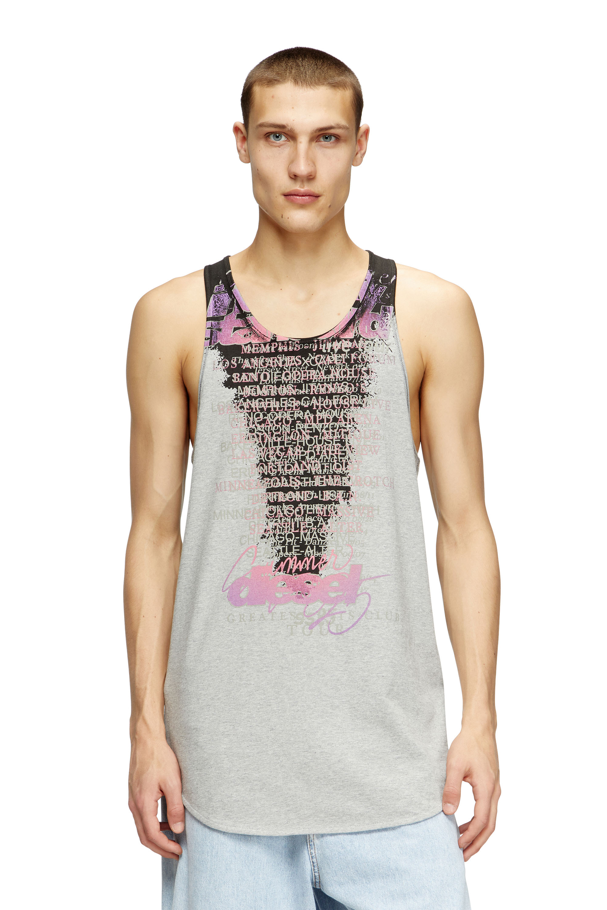 Diesel - T-SHAN, Unisex's Tank top with lyrics print in Grey - 2