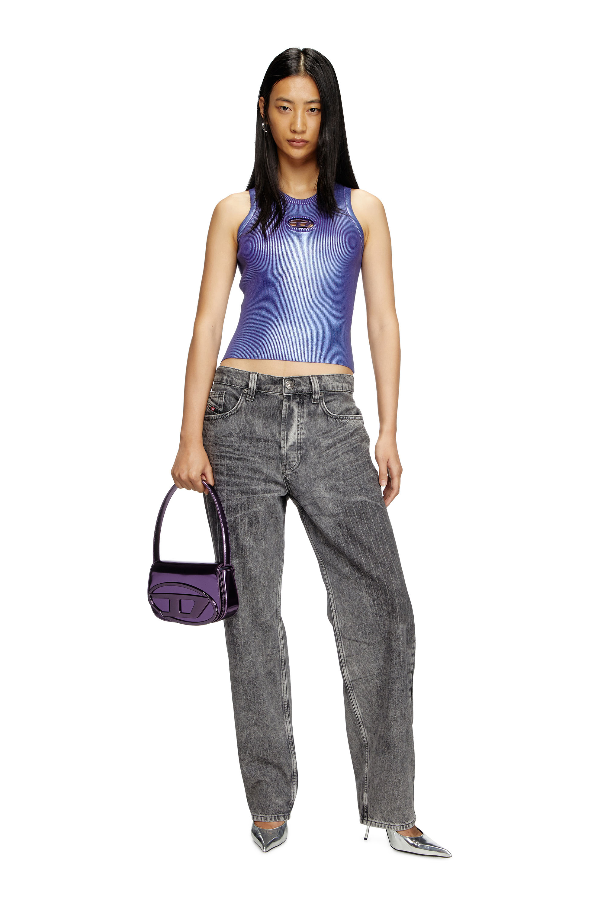 Diesel - 1DR, Woman's 1DR-Iconic shoulder bag in mirrored leather in Dark Violet - 2