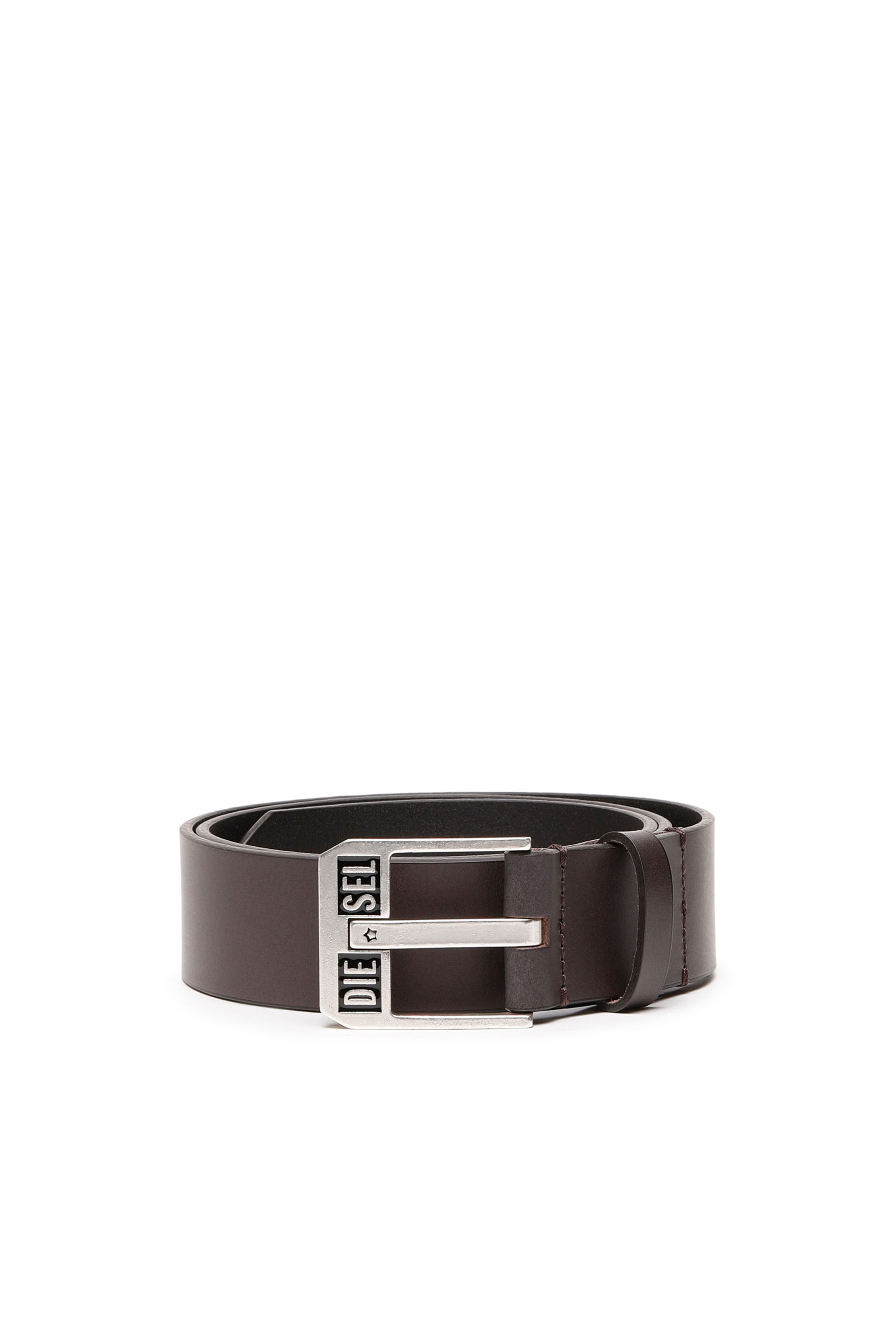 Diesel - BLUESTAR II, Man's Leather belt with star logo buckle in Brown - 1