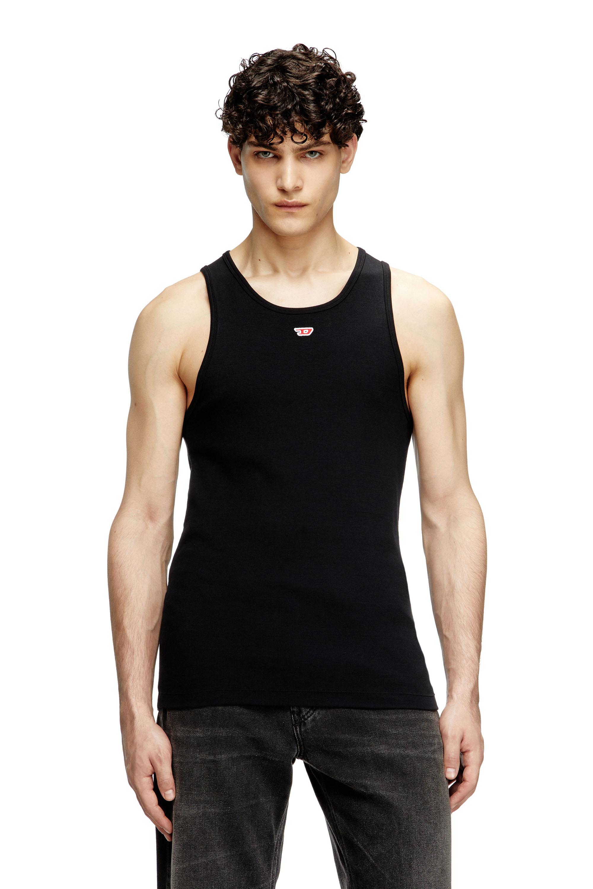 Diesel - T-LIFTY-D, Man's Tank top with mini D logo patch in Black - 1