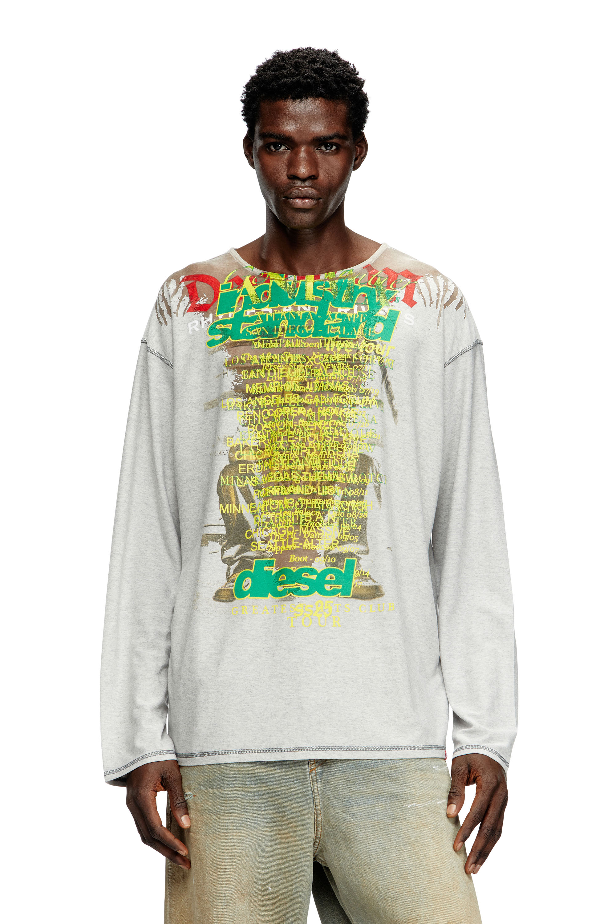 Diesel - T-JERRY-B, Unisex's Long-sleeve T-shirt with lyrics print in Grey - 2