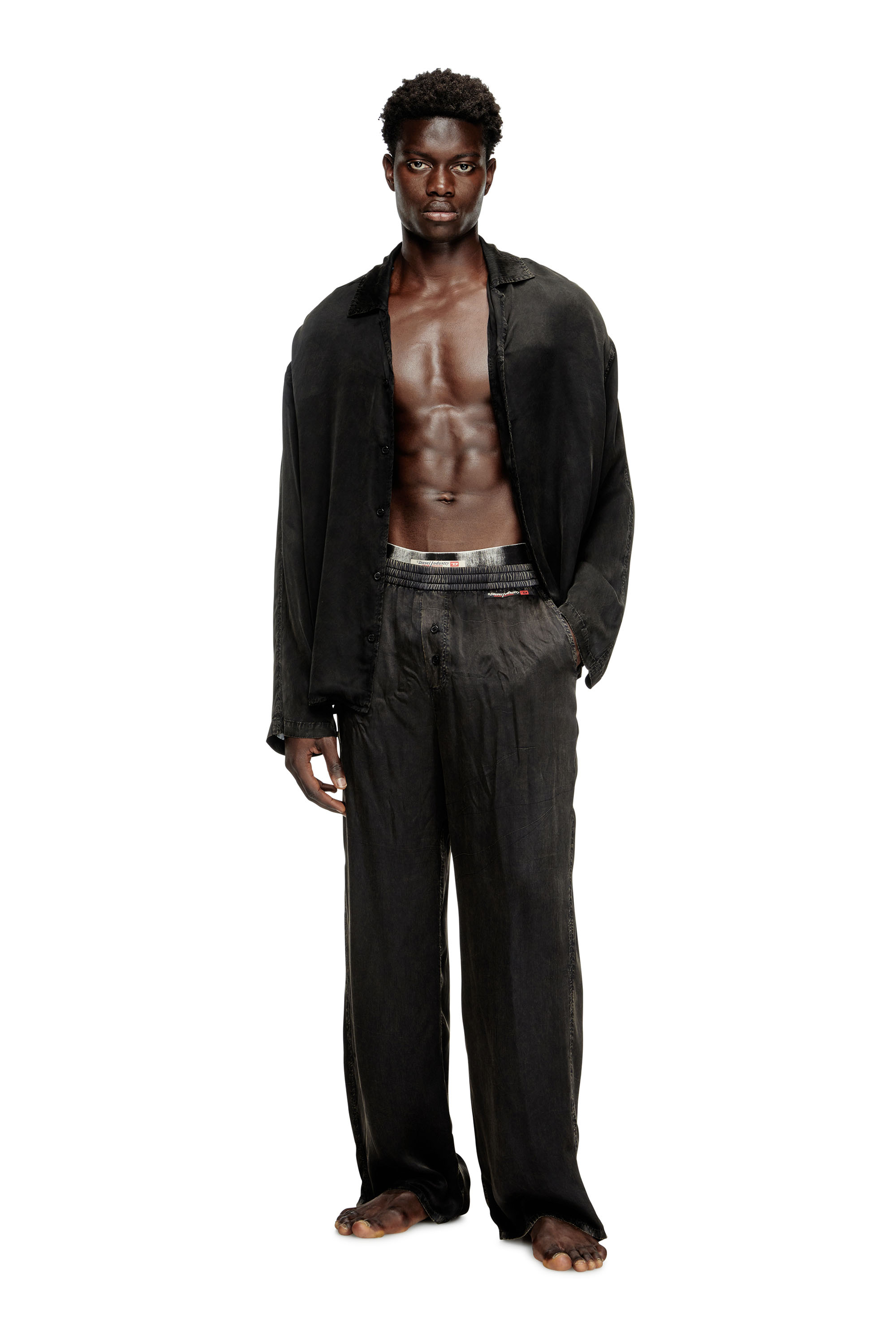 Diesel - SET-KEITH-DNM, Unisex's Fluid pyjamas with denim effect in Black - 1