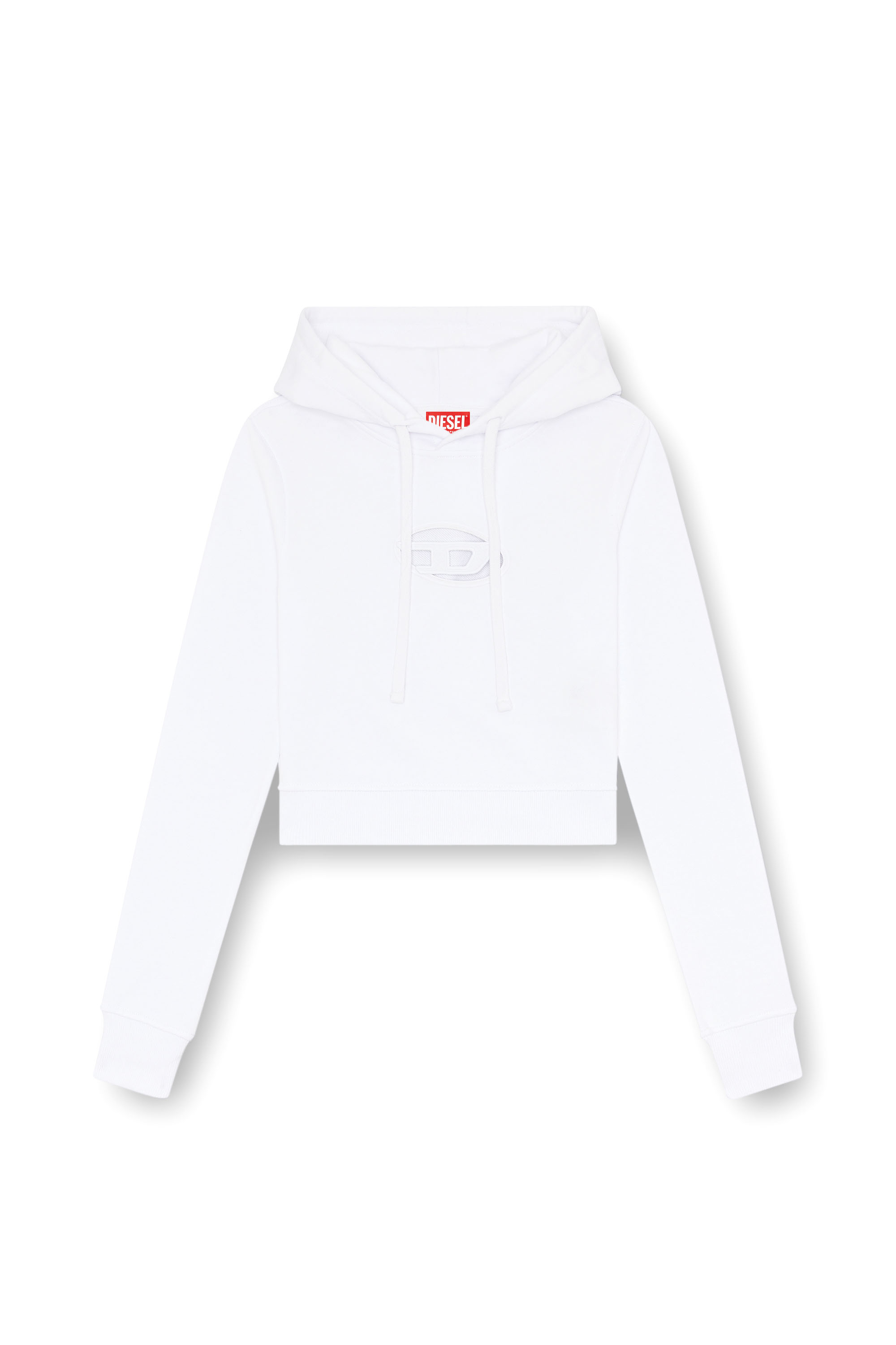 Diesel - F-SLIMMY-HOOD-OD, Woman's Hoodie with cut-out Oval D Logo in White - 3