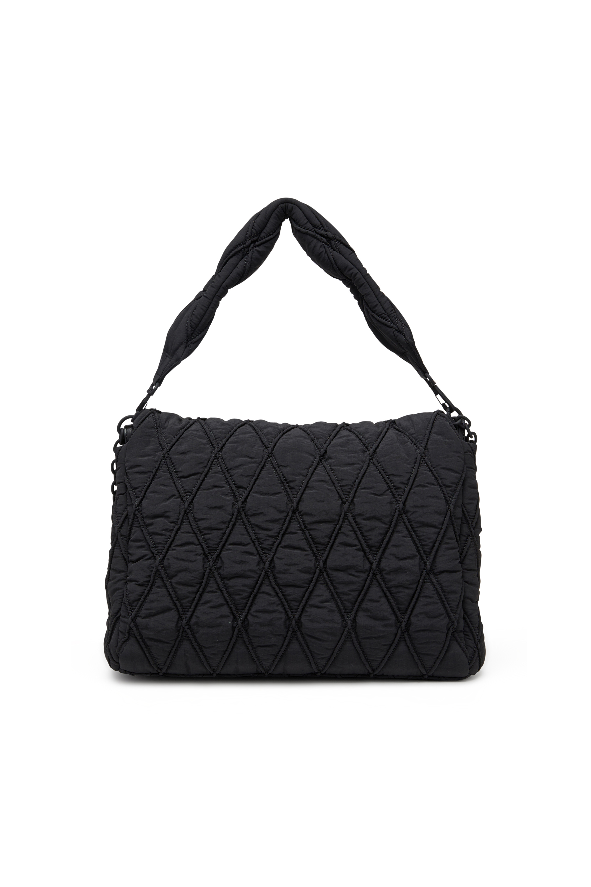 Diesel - CHARM-D SHOULDER L, Woman's Charm-D L-Shoulder bag in quilted washed nylon in Black - 3