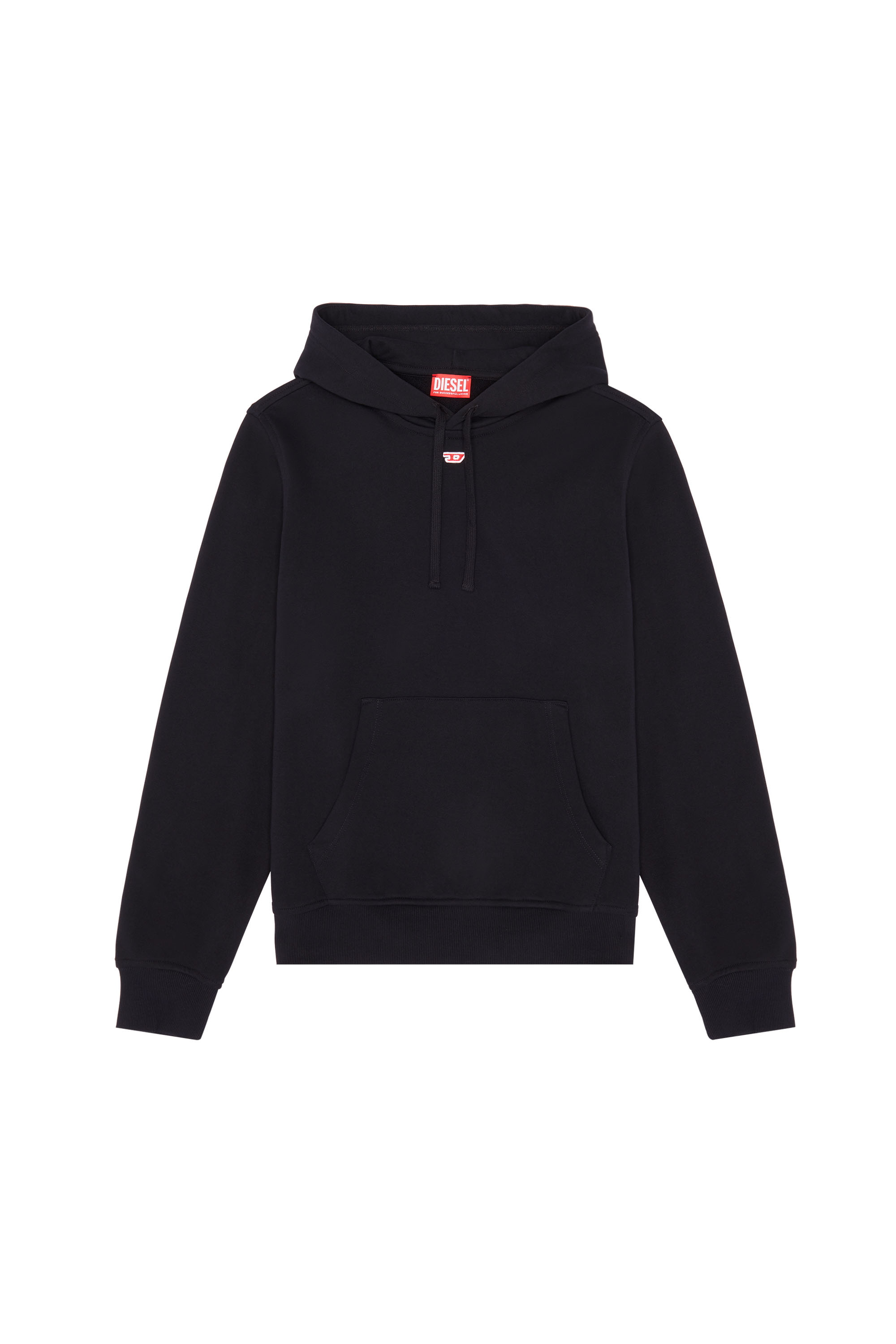 Diesel - S-GINN-HOOD-D, Man's Cotton hoodie with mini D patch in Black - 3
