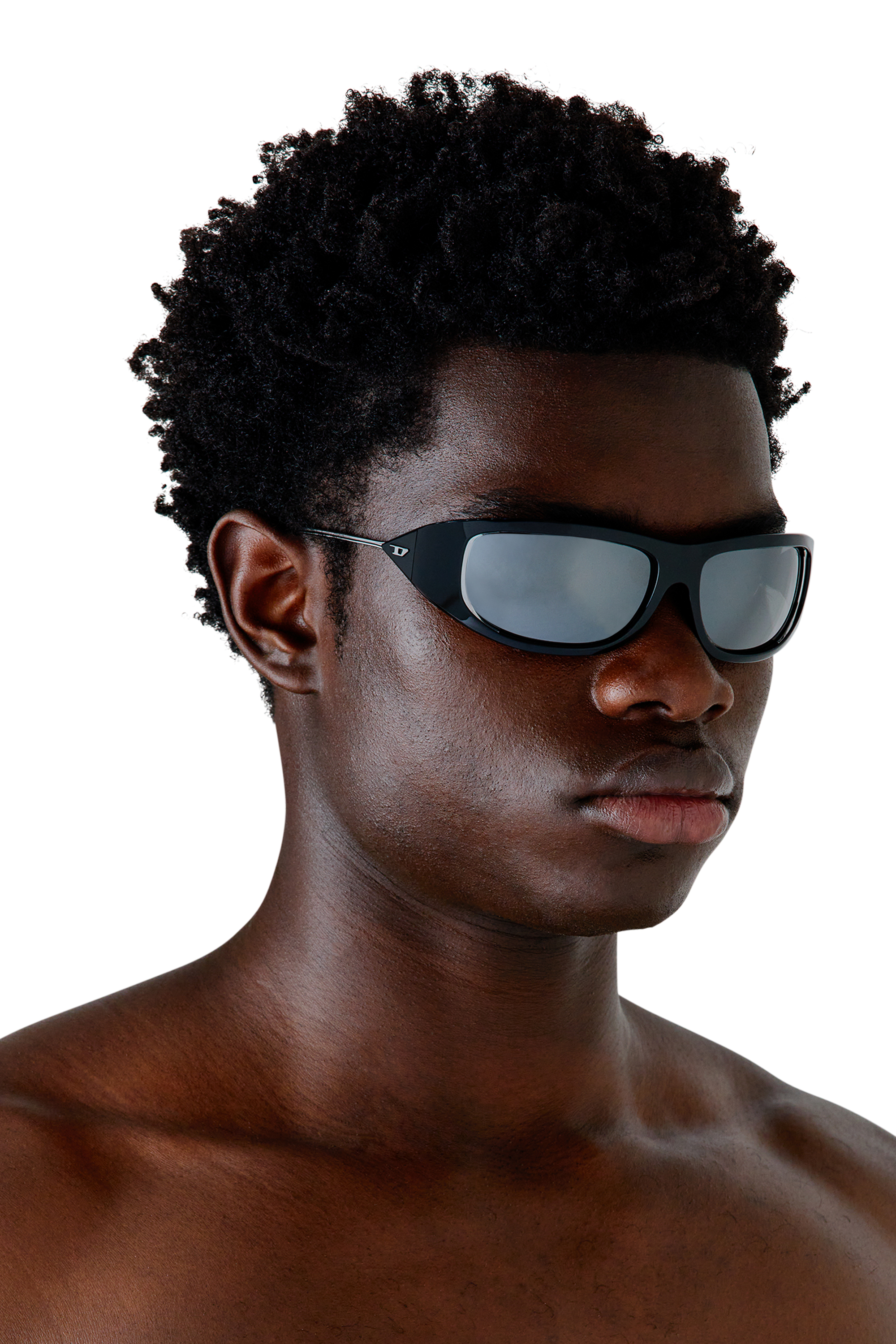 Diesel - 0DL3001 SIZE 61, Unisex's Wraparound style sunglasses in Black/Flash mirror - 5