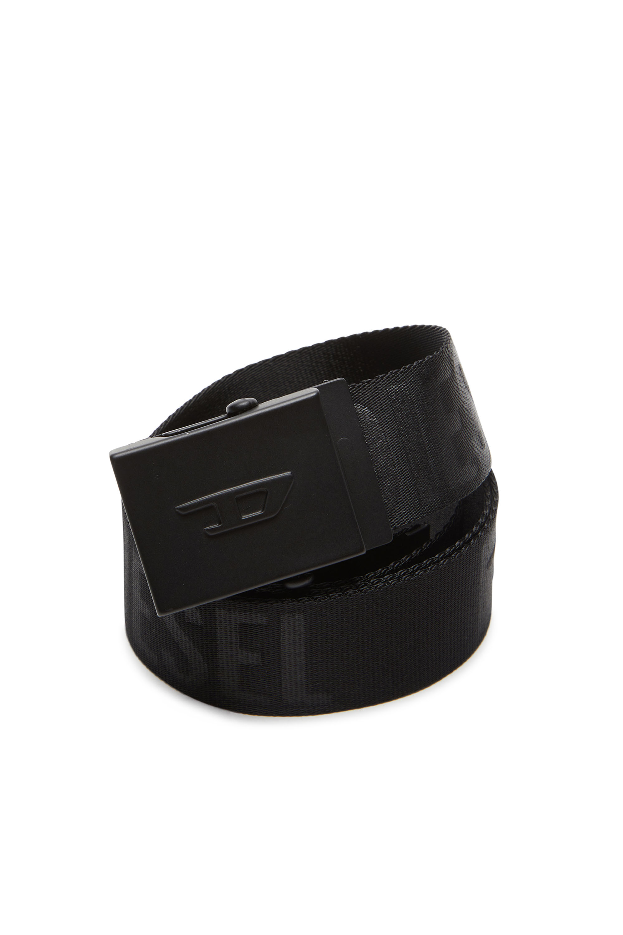 Diesel - B-DIESEL IND-TAPE, Man's Logo-debossed tape belt in Black - 3