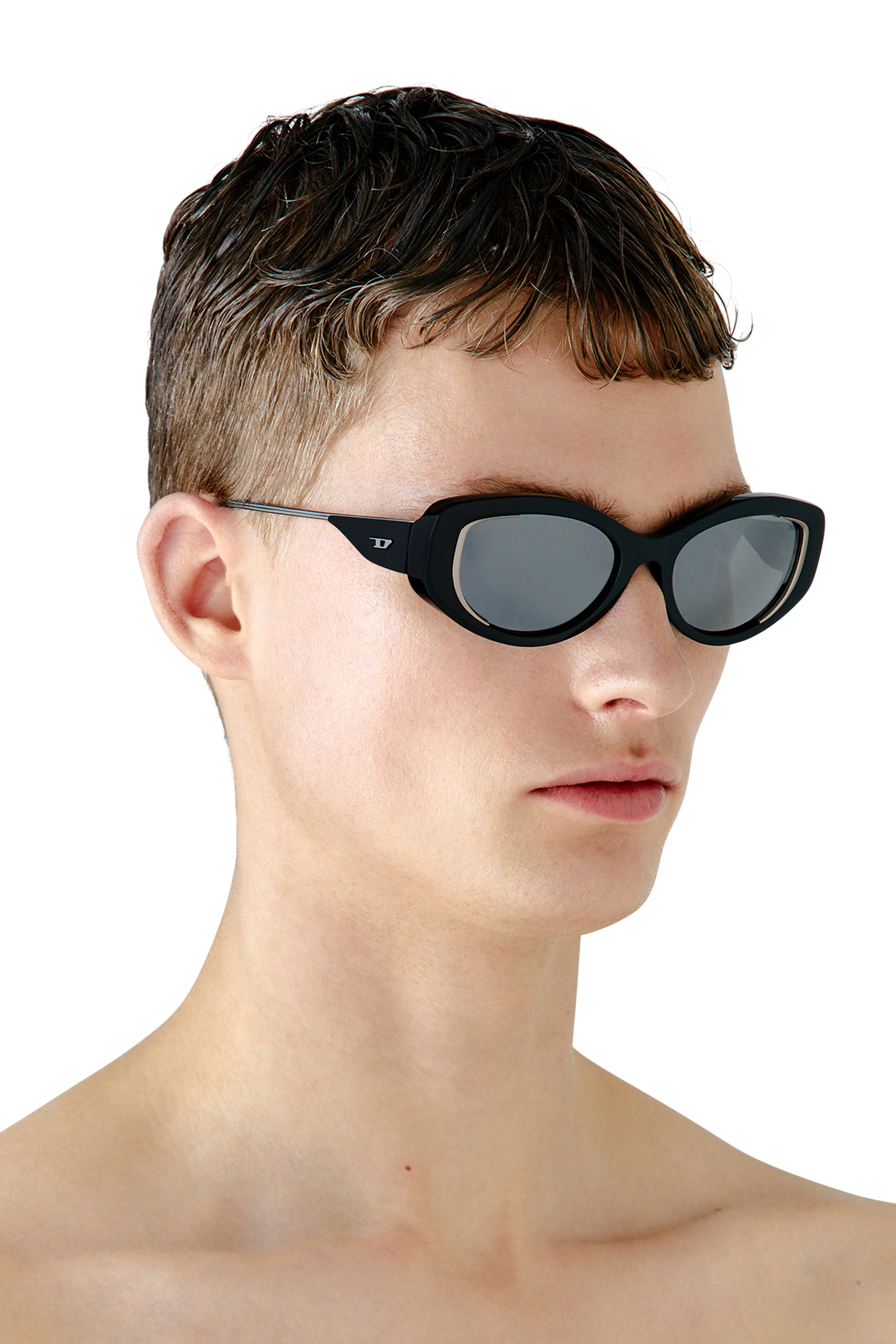 Diesel - 0DL2001 SIZE 54, Unisex's Cat-eye style sunglasses in Black/Flash mirror - 5