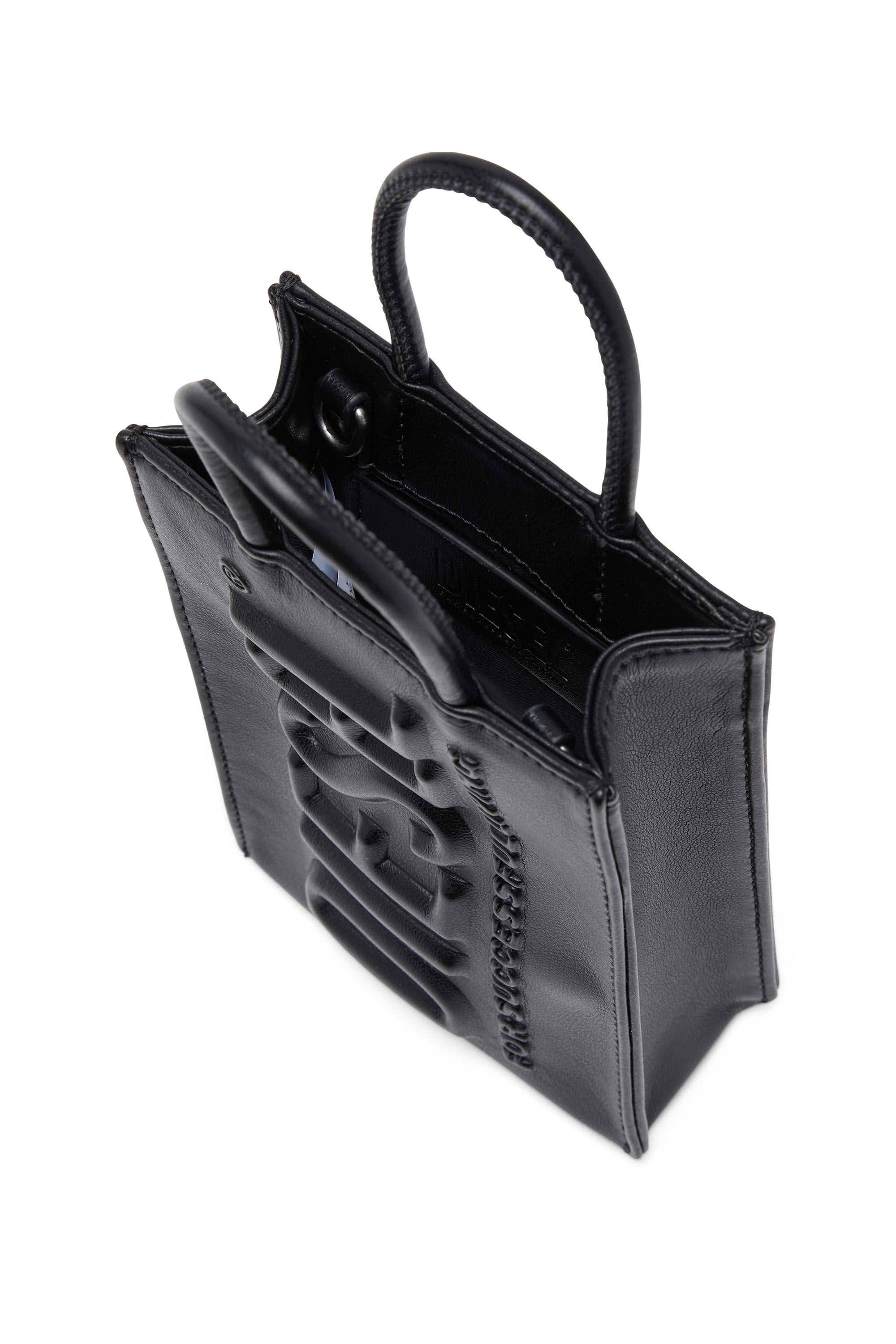 Diesel - DSL 3D SHOPPER MINI X, Man's Dsl 3D Mini -Small PU tote bag with embossed logo in Black - 4