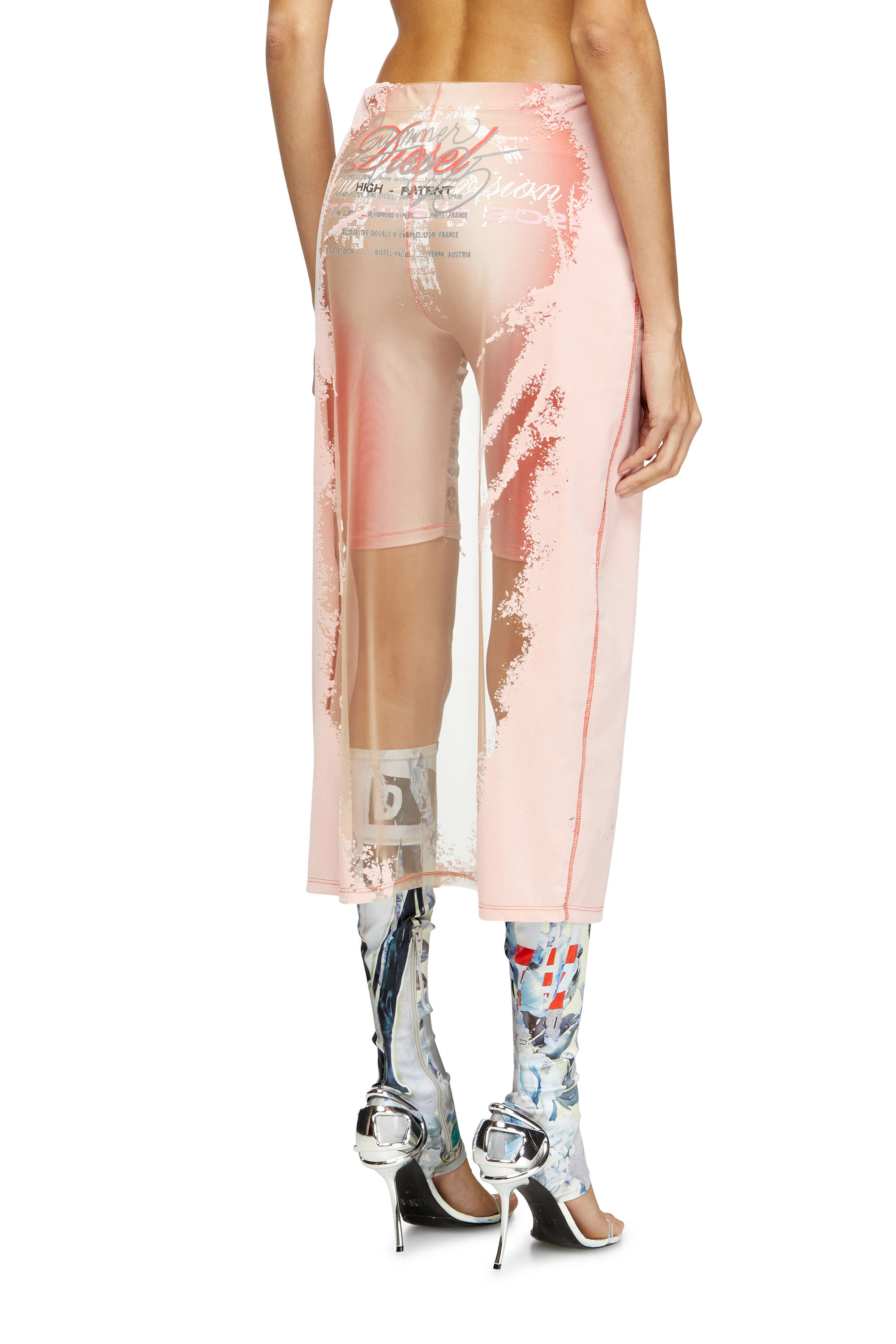 Diesel - O-LYAC, Woman's Layered midi skirt with lyrics print in Face Powder - 4