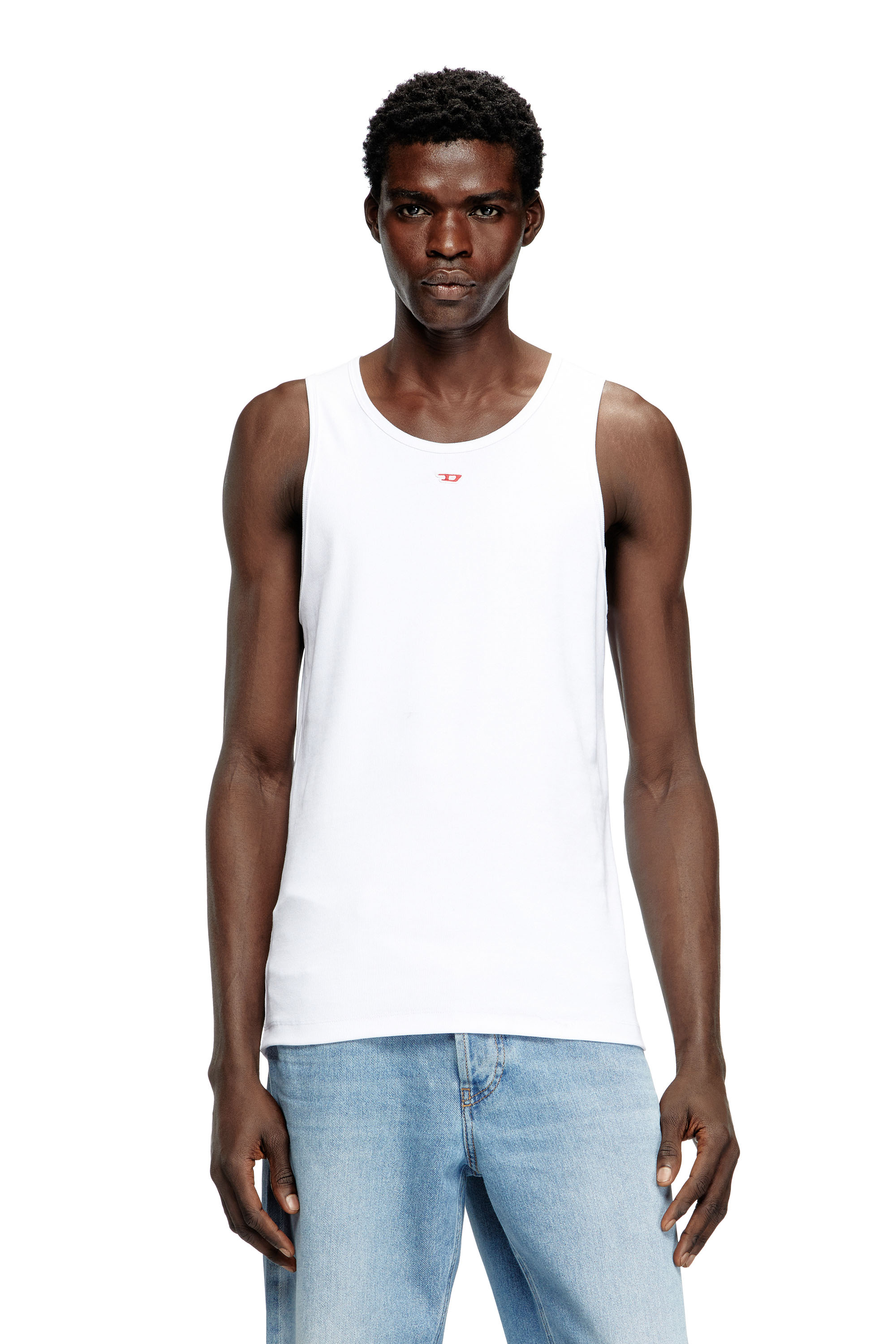 Diesel - T-LIFTY-D, Man's Tank top with mini D logo patch in White - 1