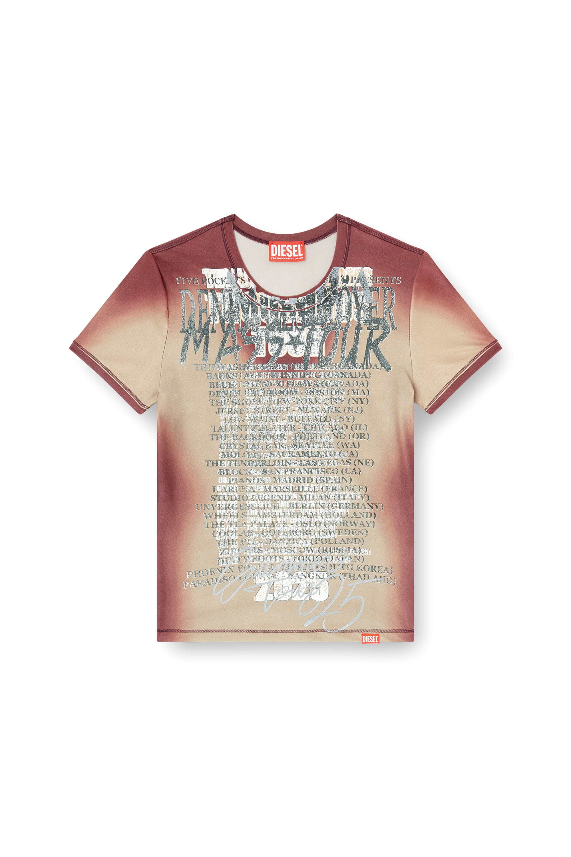 Diesel - T-KALYC, Woman's Short-sleeve top with lyrics print in Brown - 4