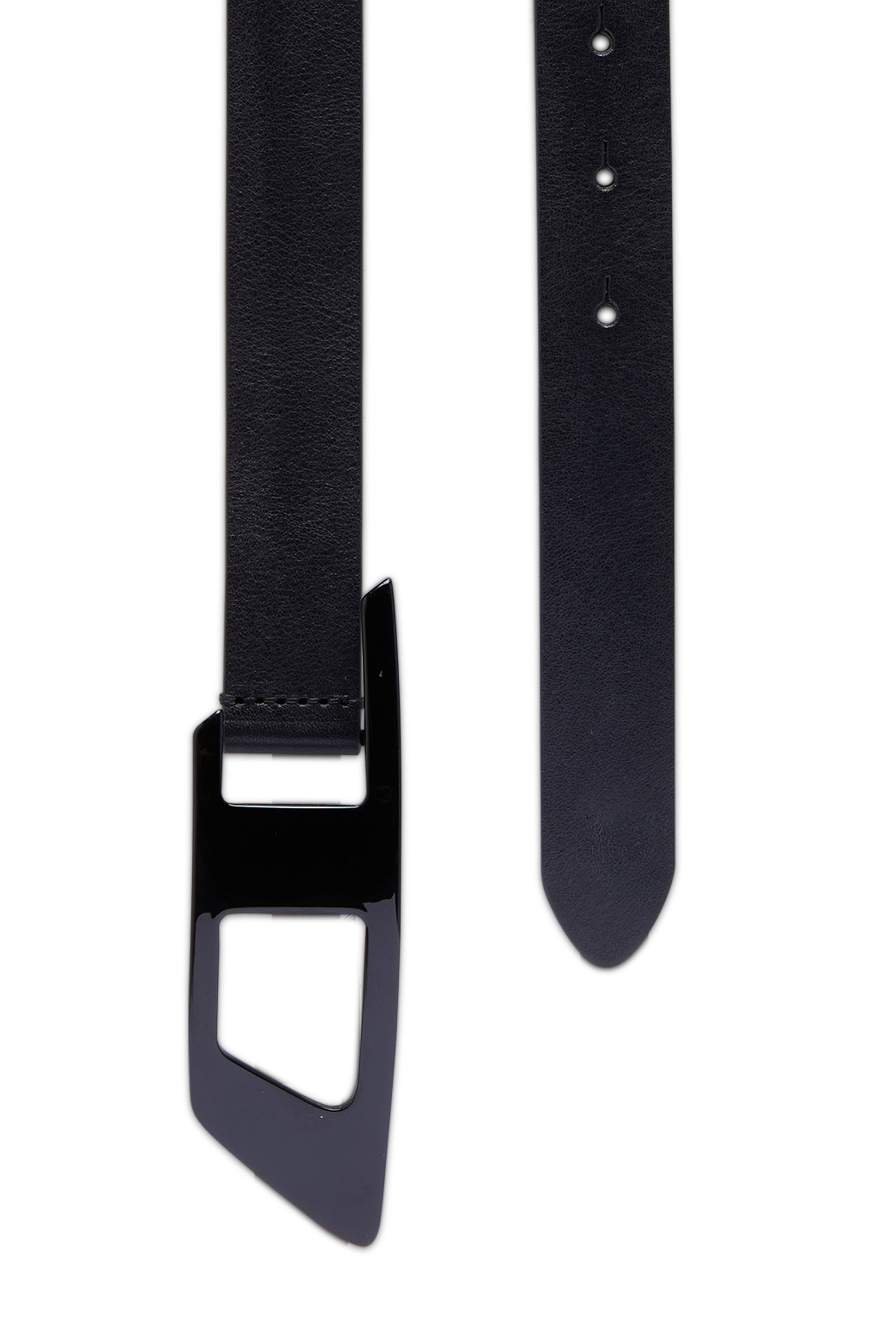 Diesel - B-DLOGO II, Man's Slim leather belt with D buckle in Black - 2