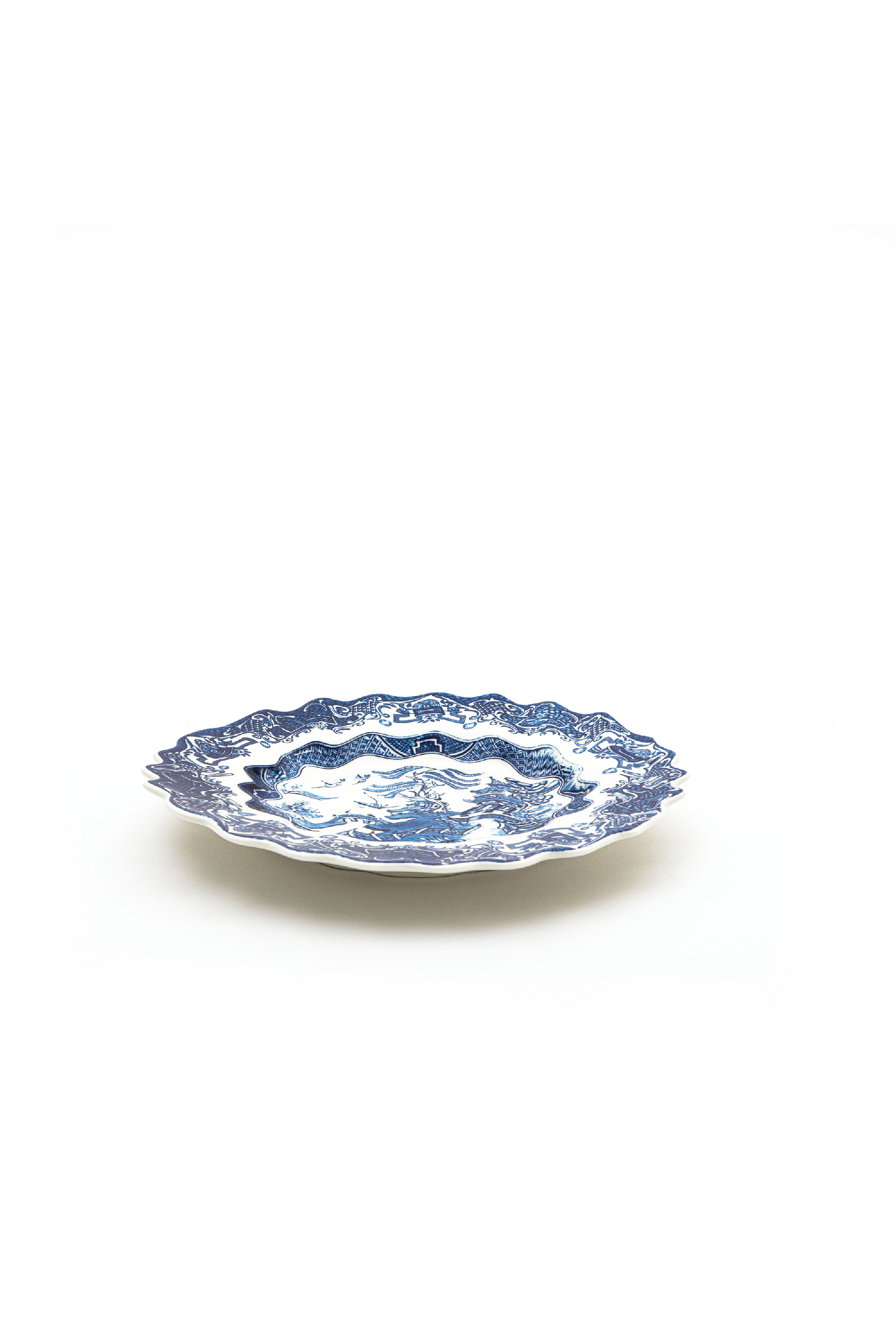 Diesel - 11232 DESSERT PLATE IN PORCELAIN "CLASSI, Unisex's Porcelain dessert plate in White/Blue - 3