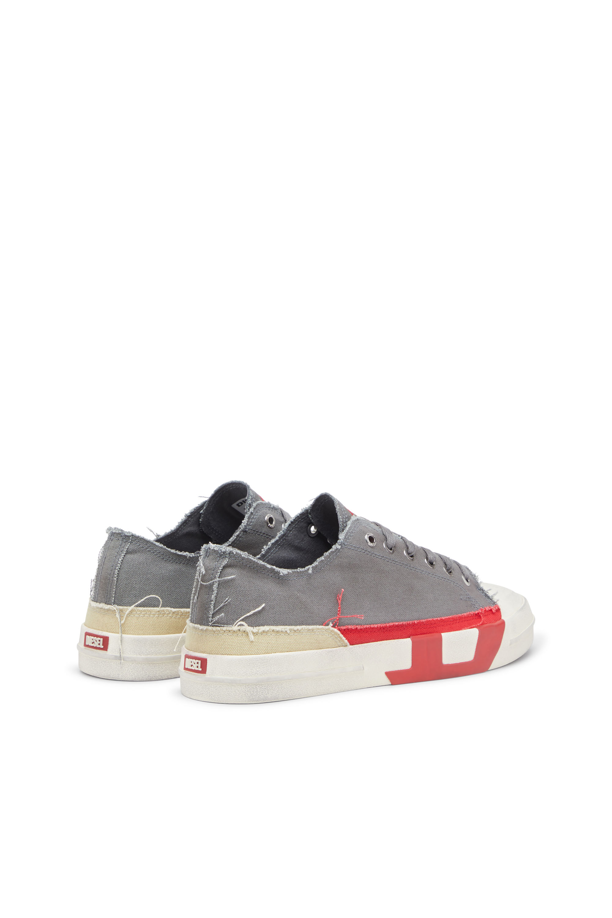 Diesel - S-D-VERSE LOW, Man's S-D-Verse-Dirty-effect canvas sneakers in Grey - 4