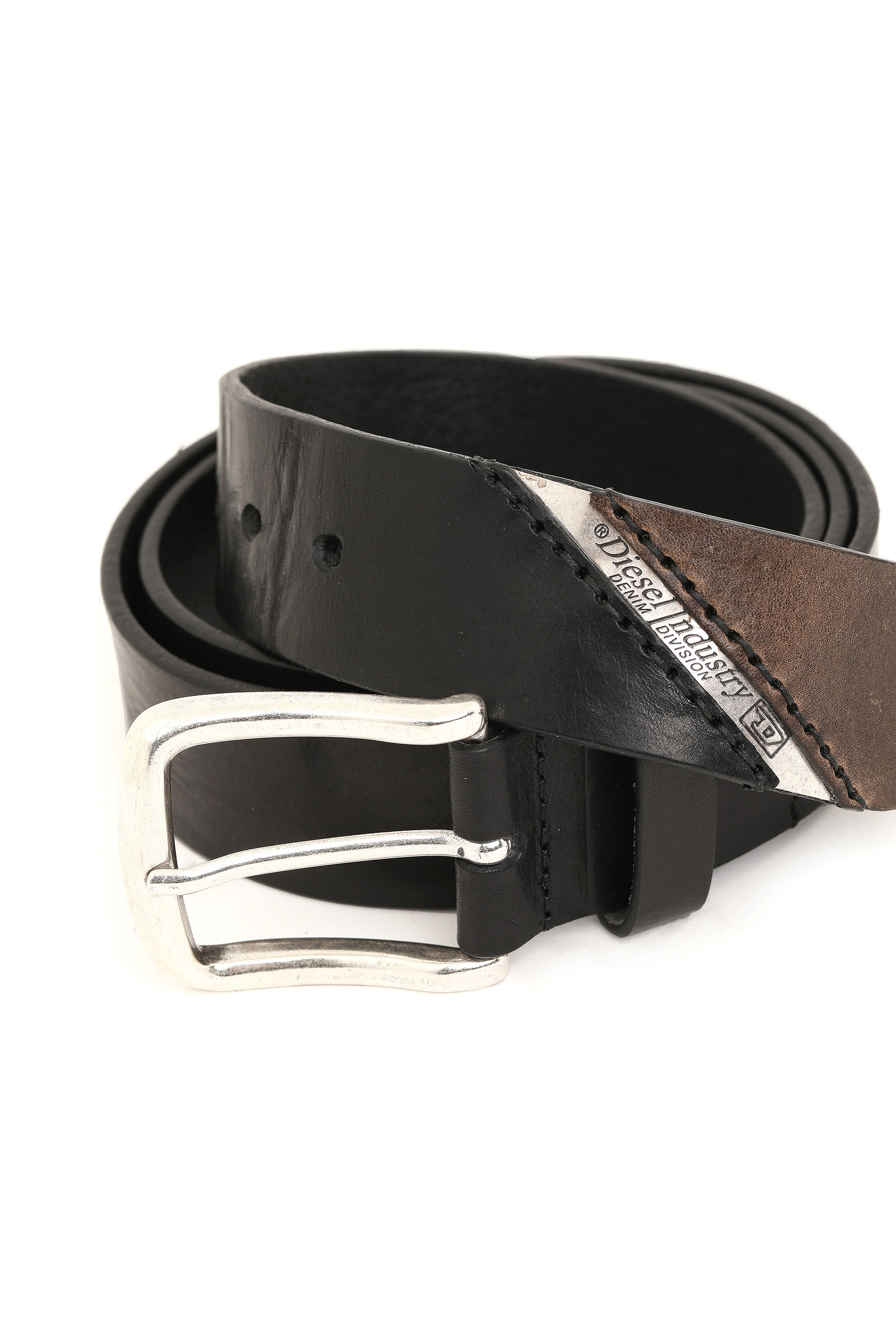 Diesel - B-LINE, Man's Treated leather belt with diesel logo in Black - 2