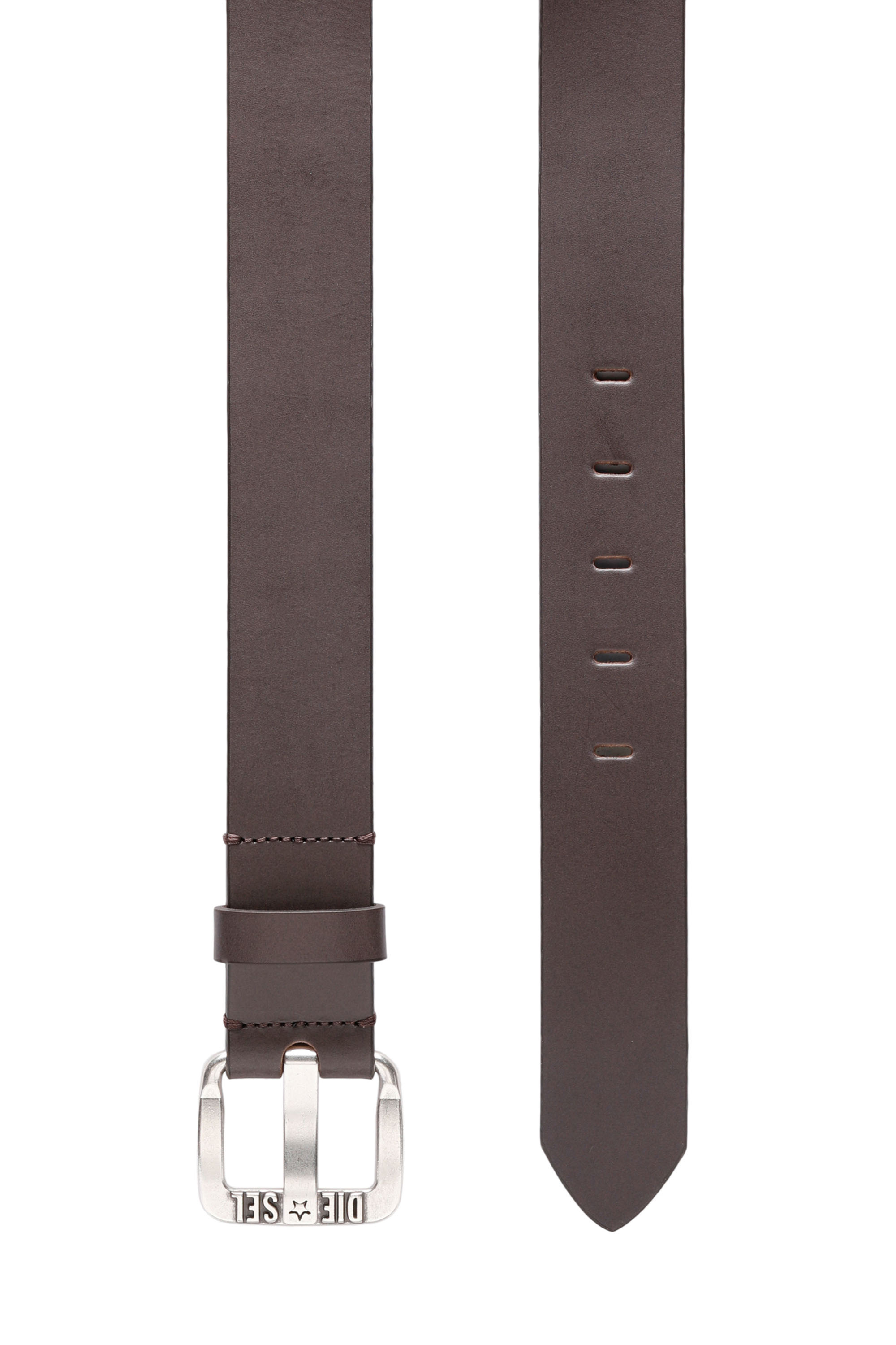 Diesel - B-STAR II, Man's Leather belt with metal star logo buckle in Dark Brown - 3