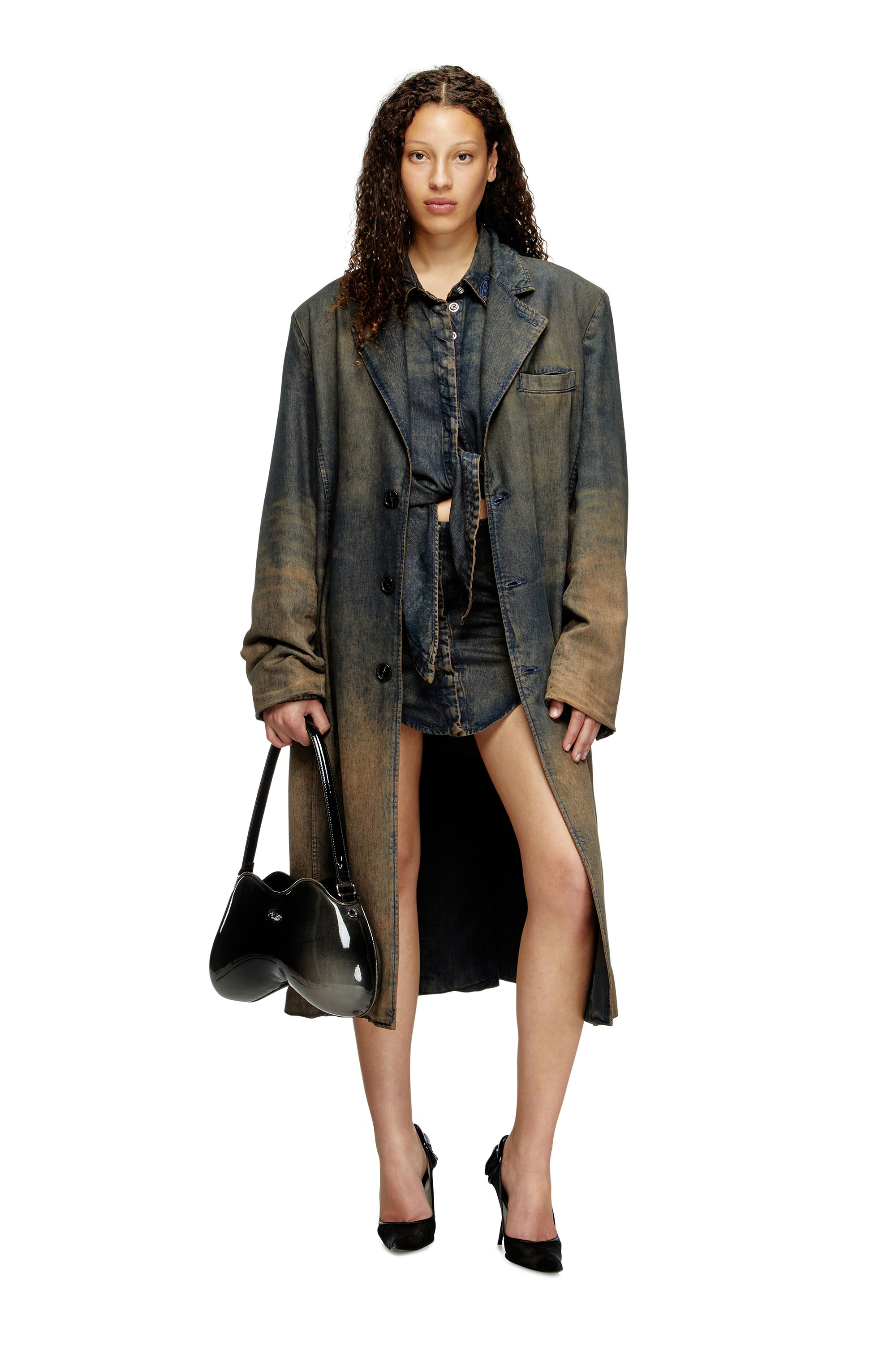 Diesel - DE-SUSAN-S, Woman's Dress in fluid denim in Dark Blue - 3
