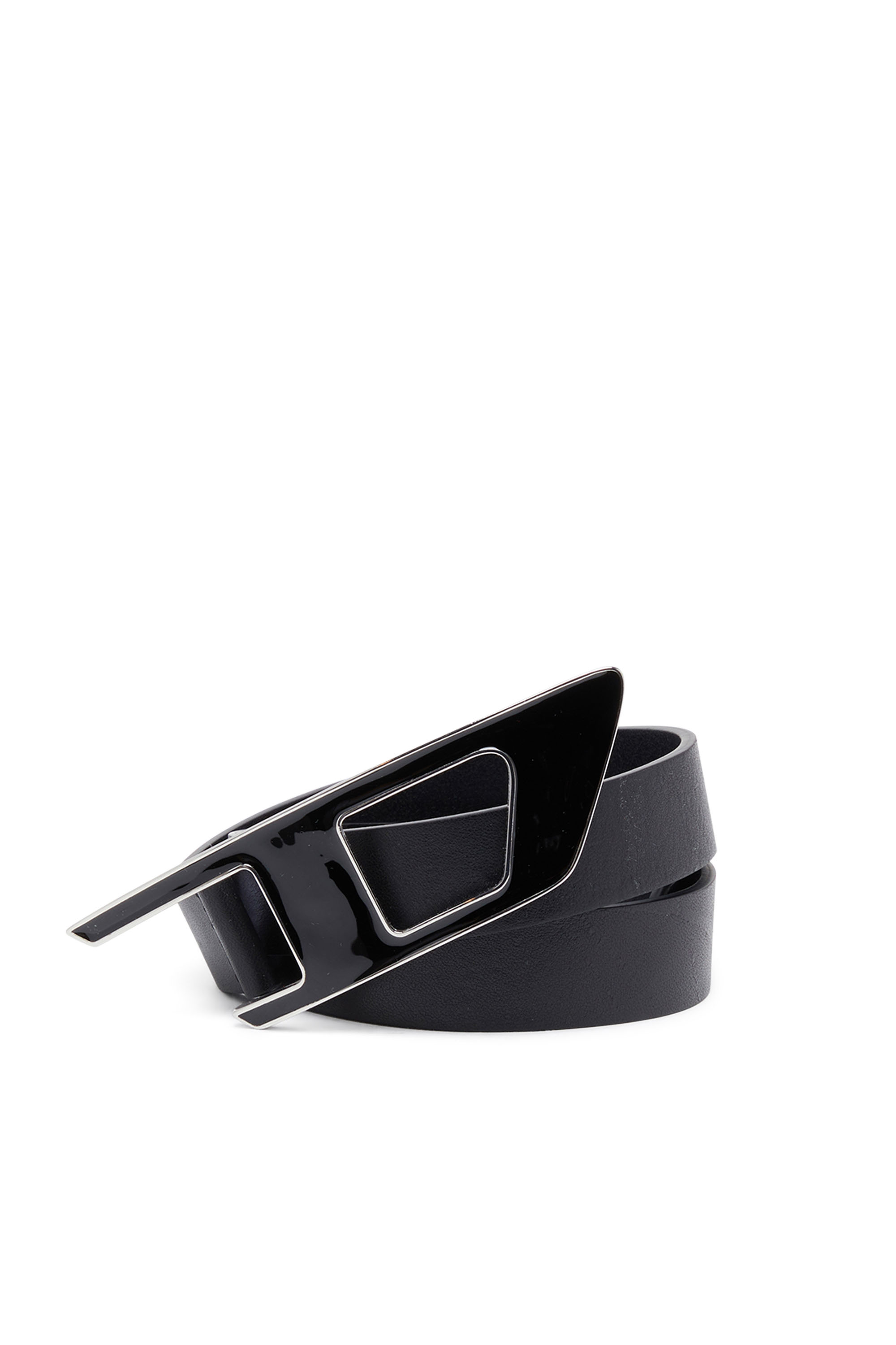 Diesel - B-DLOGO II, Woman's Leather belt with enamelled D buckle in Black - 3