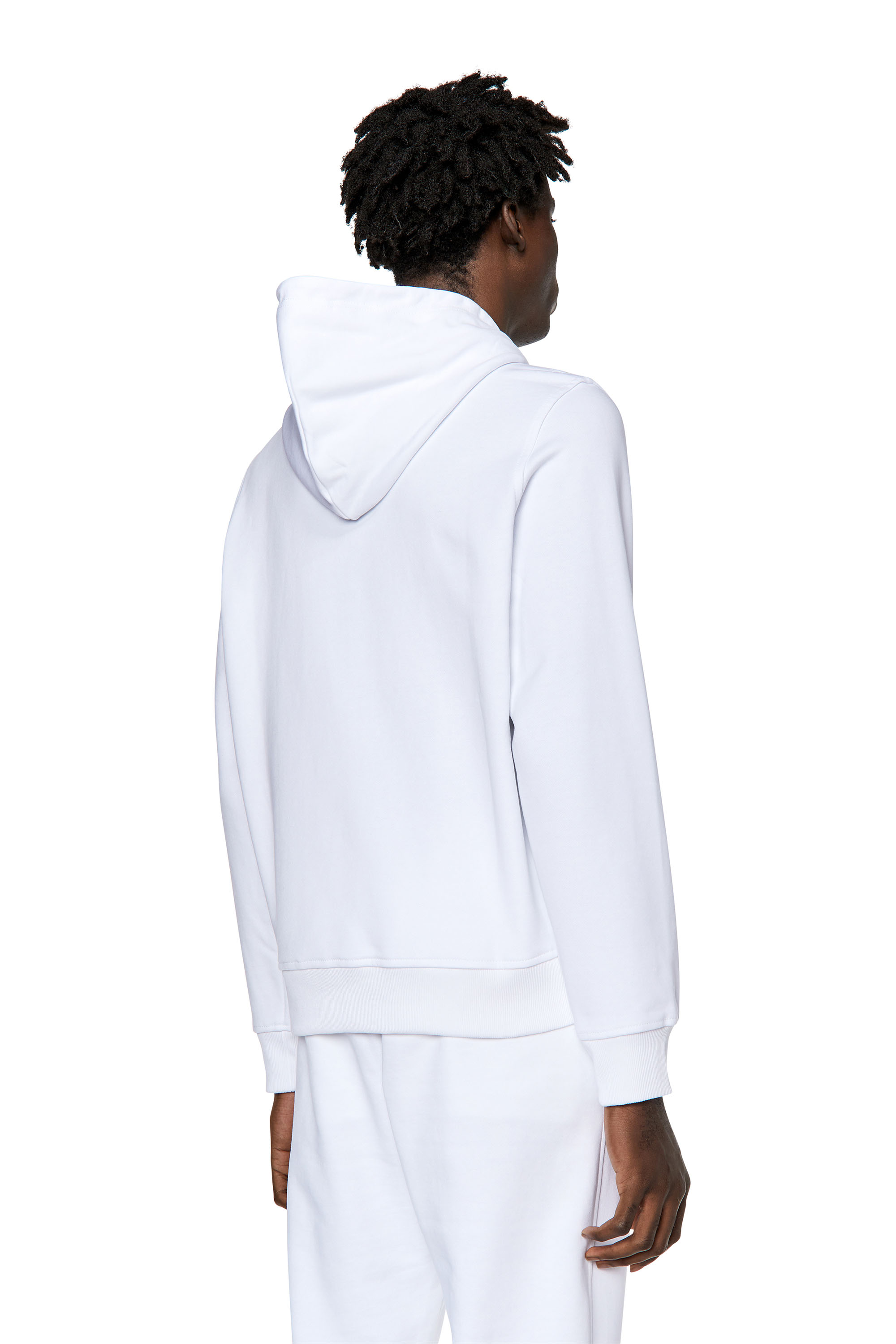 Diesel - S-GINN-HOOD-DIV, Man's Hoodie with logo appliqué in White - 4
