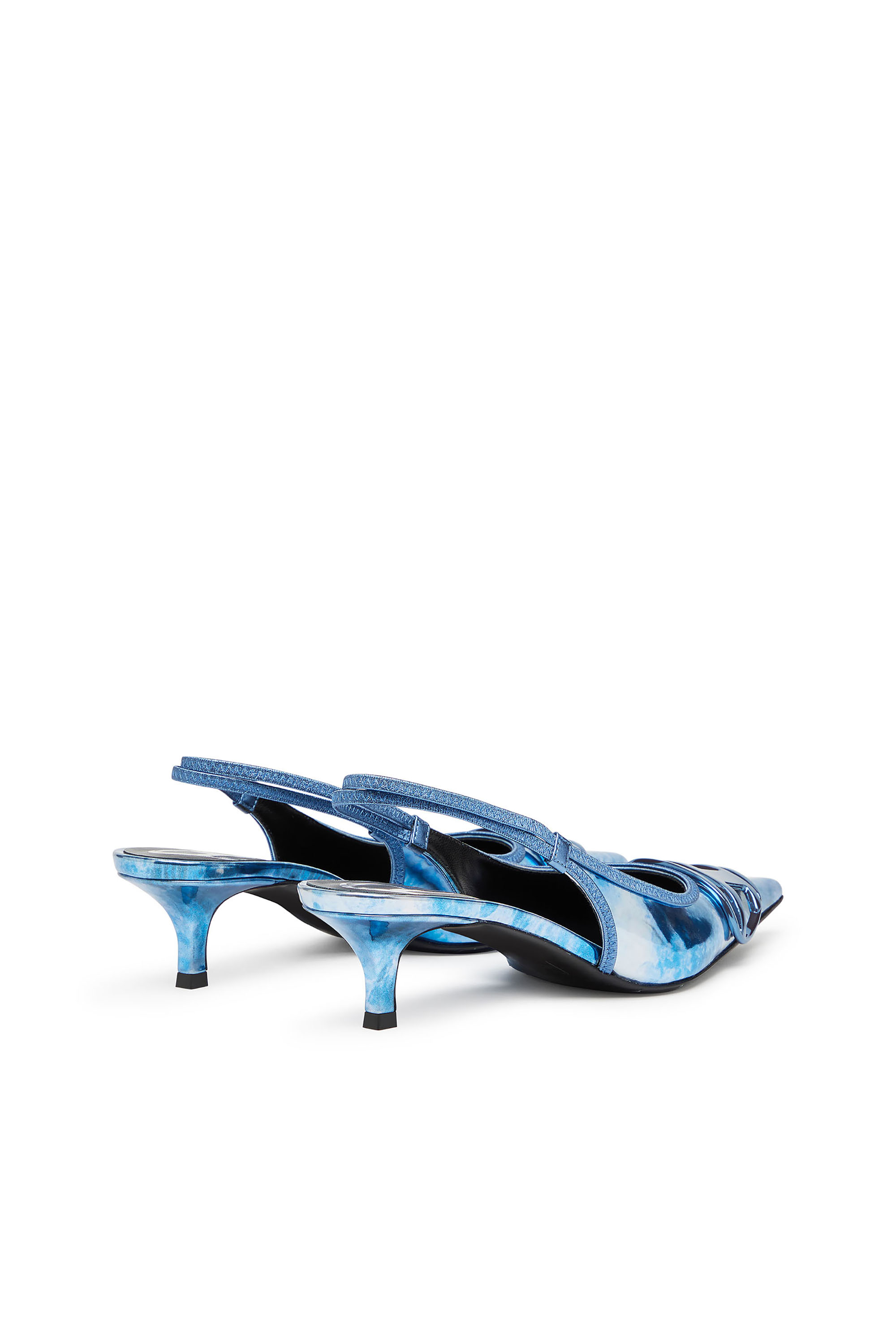 Diesel - D-VENUS SB 40, Woman's D-Venus-Two-tone metallic slingback pumps in Blue - 3