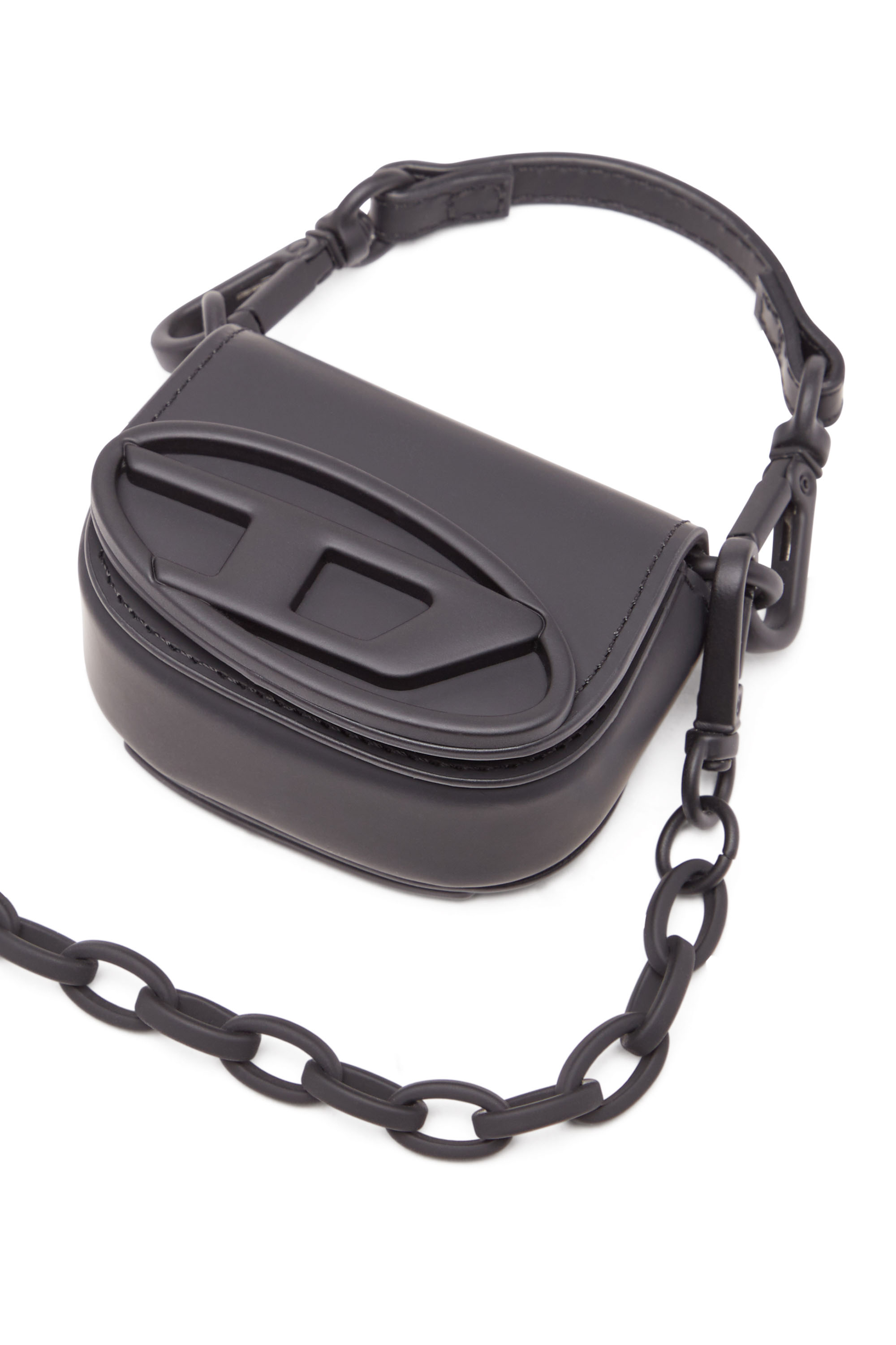 Diesel - 1DR XXS CHAIN, Woman's Iconic micro bag charm in matte leather in Black - 4