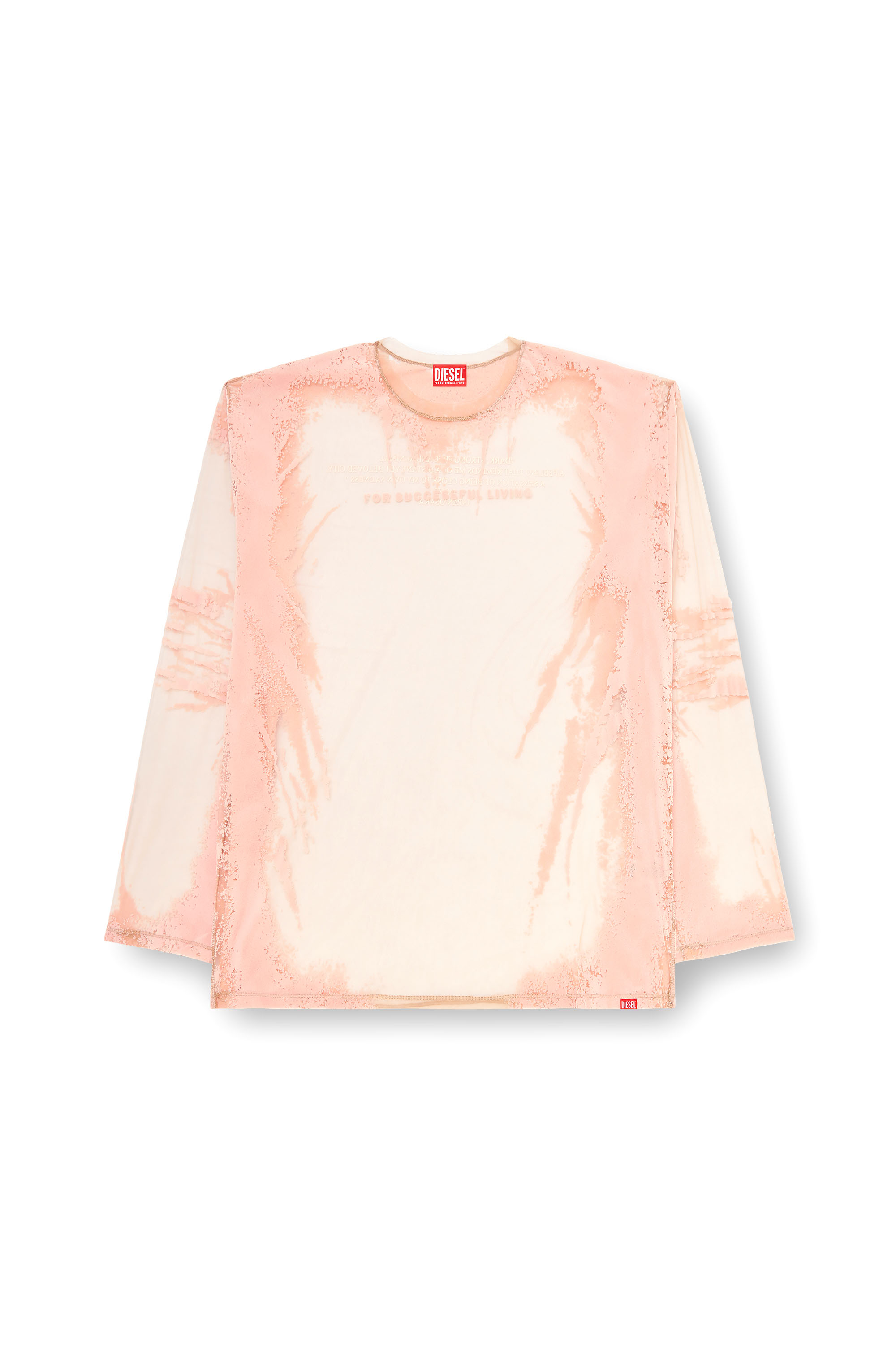 Diesel - T-HASSAN-LS-A, Unisex's Long-sleeve nylon T-shirt with lyrics print in Pink - 4