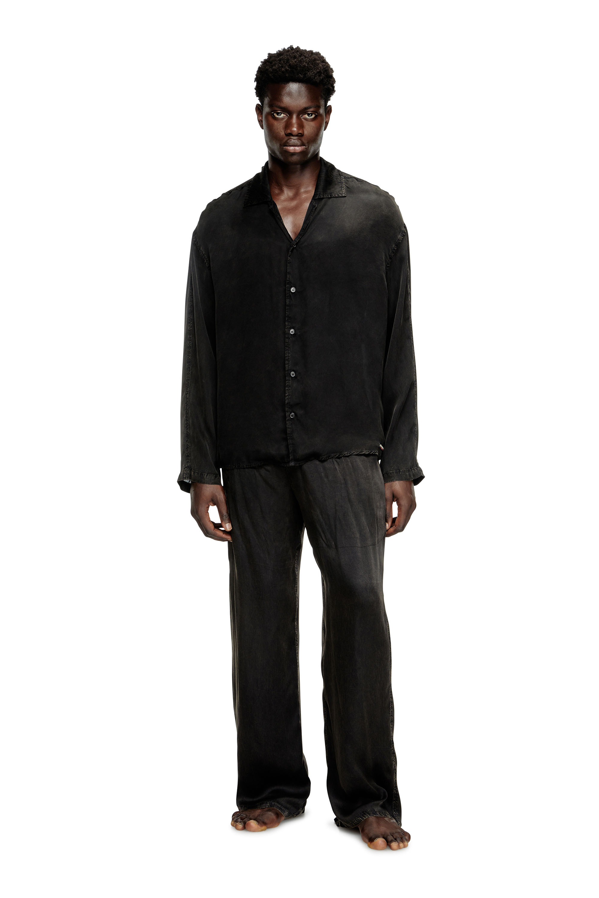 Diesel - SET-KEITH-DNM, Unisex's Fluid pyjamas with denim effect in Black - 2