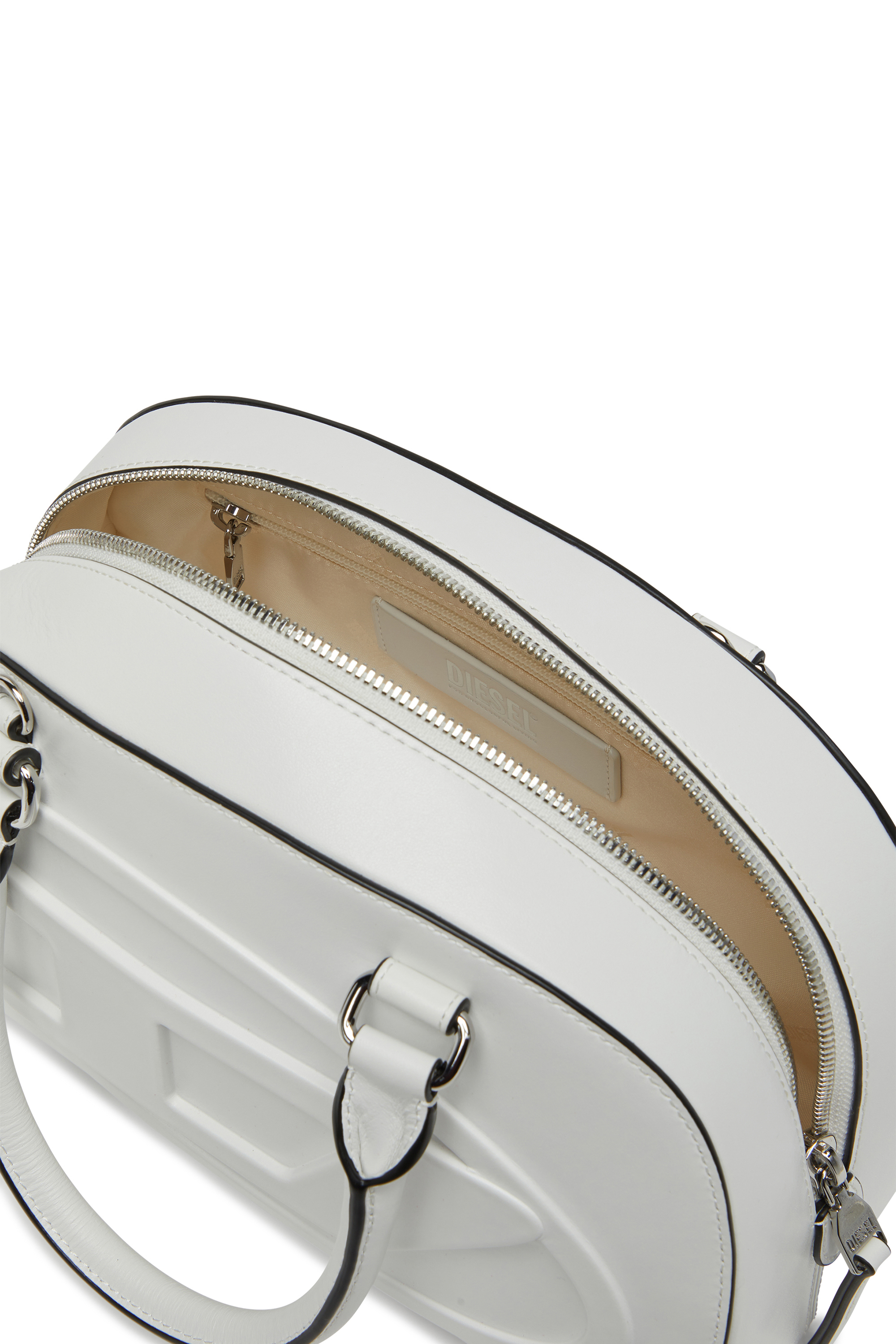 Diesel - 1DR DOME TOP HANDLE, Woman's 1DR Dome-Leather bowling bag in White - 4