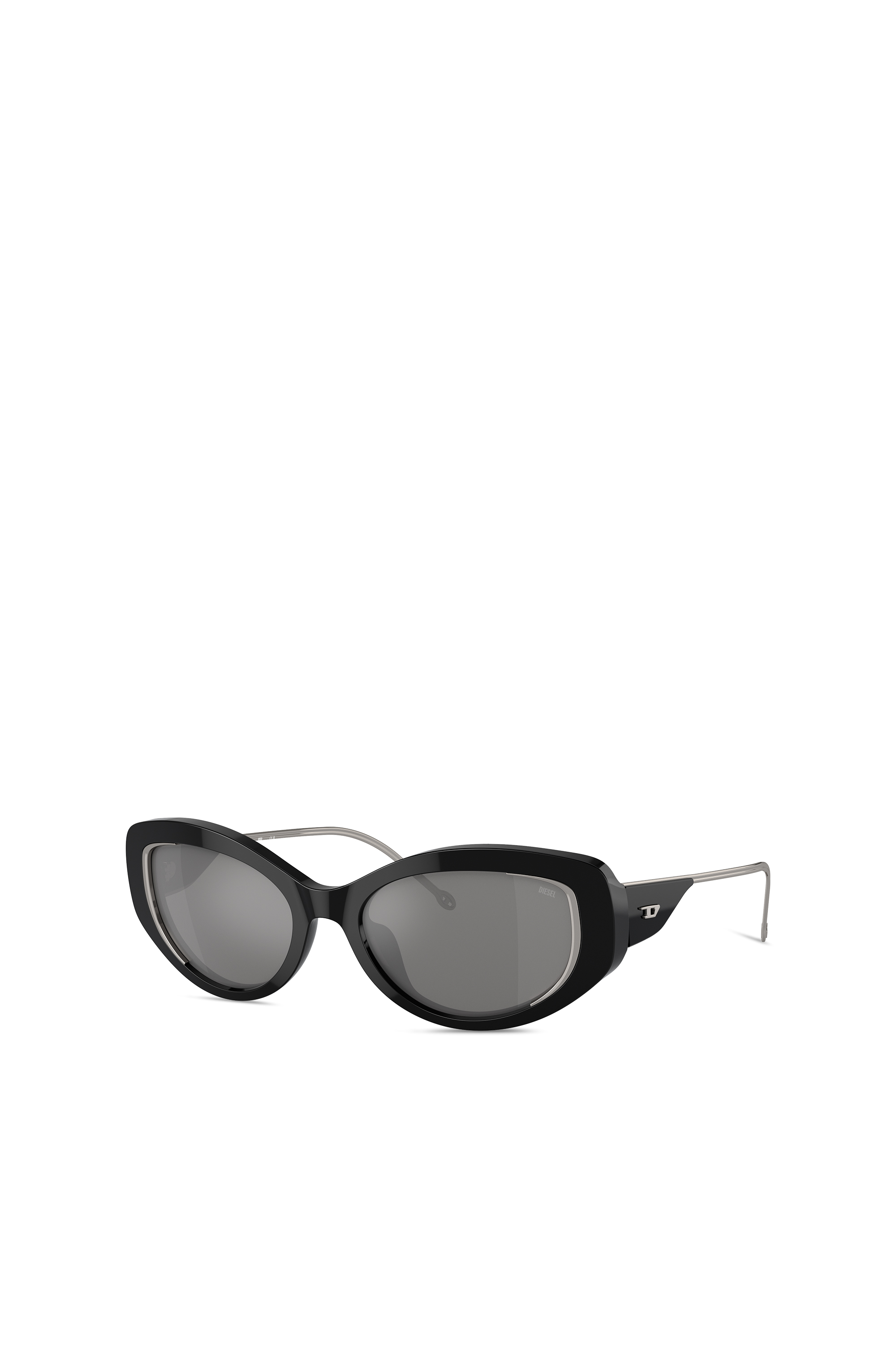 Diesel - 0DL2001 SIZE 54, Unisex's Cat-eye style sunglasses in Black/Flash mirror - 1