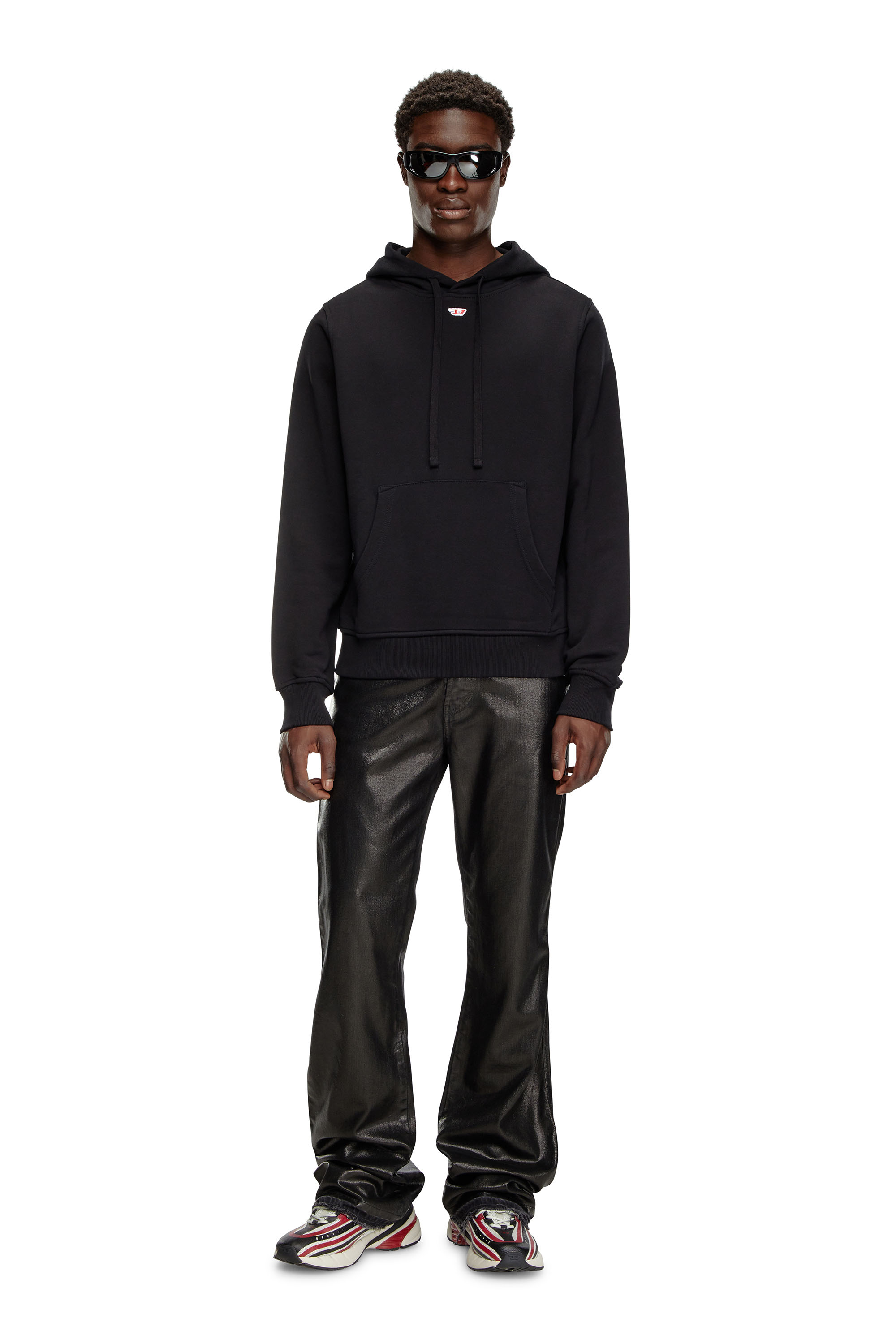 Diesel - S-GINN-HOOD-D, Man's Cotton hoodie with mini D patch in Black - 2